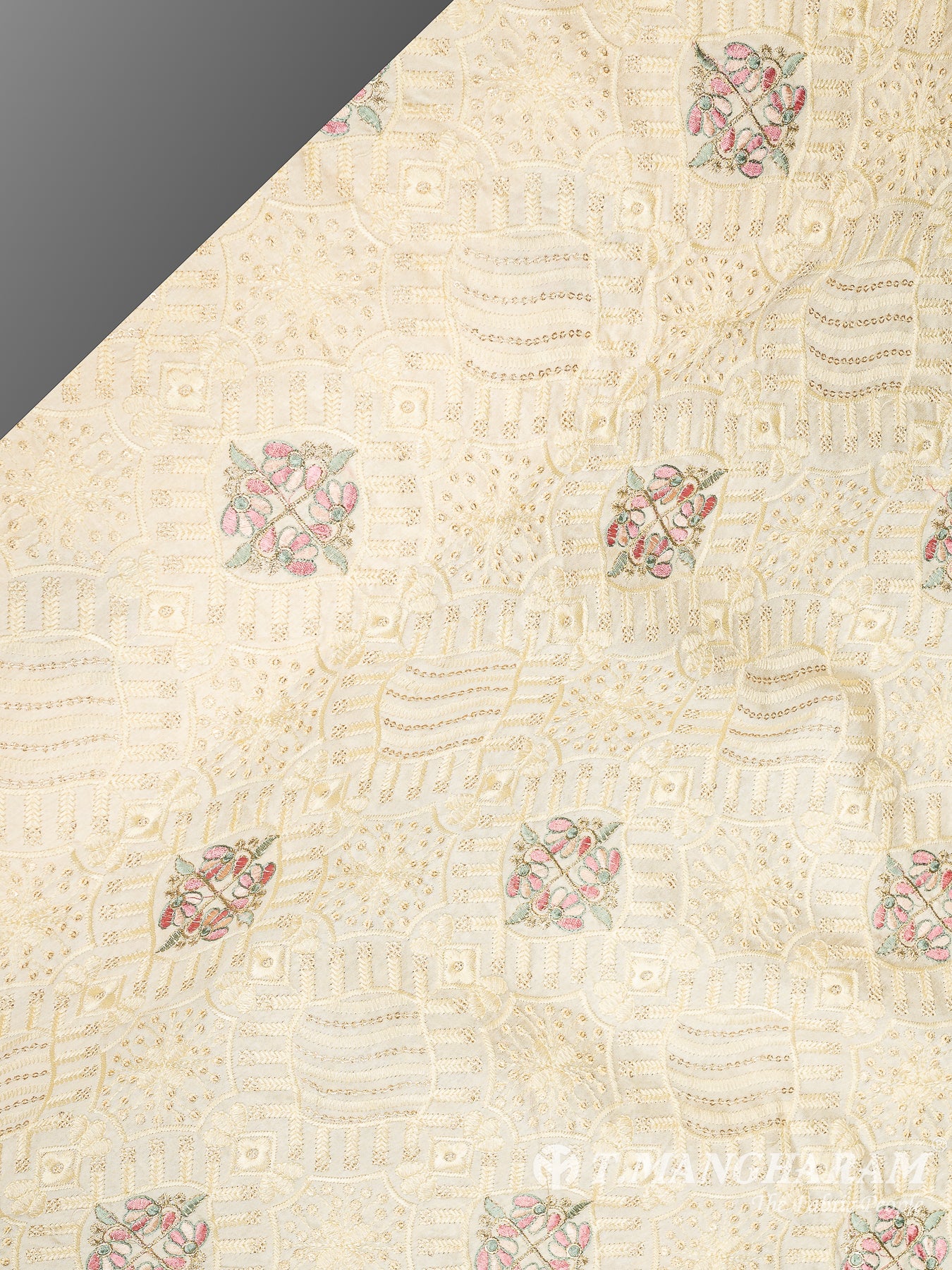 Beige Raw Silk Fabric - EC10212 view-2