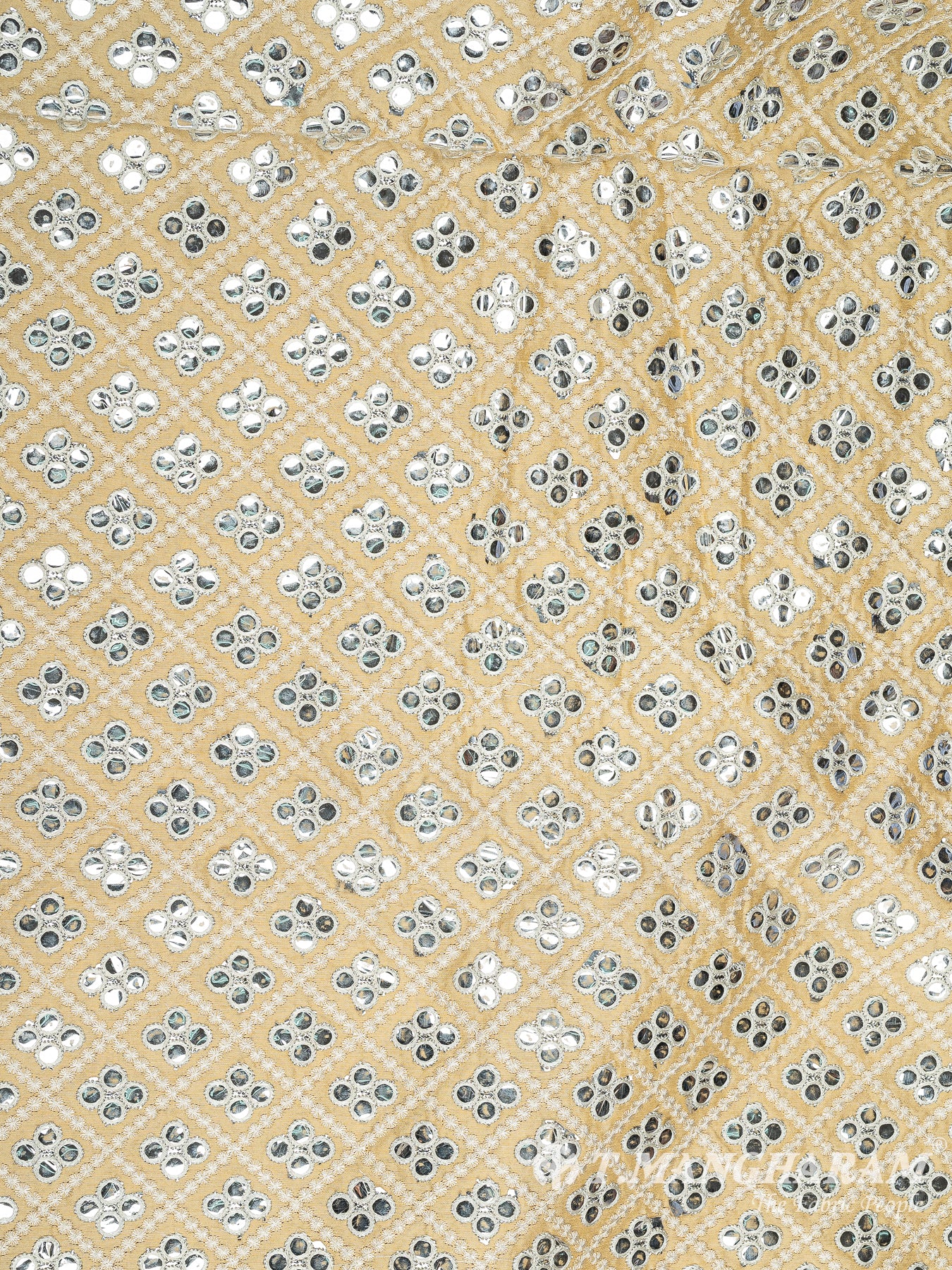 Yellow Georgette Embroidery Fabric - EC10197 view-3