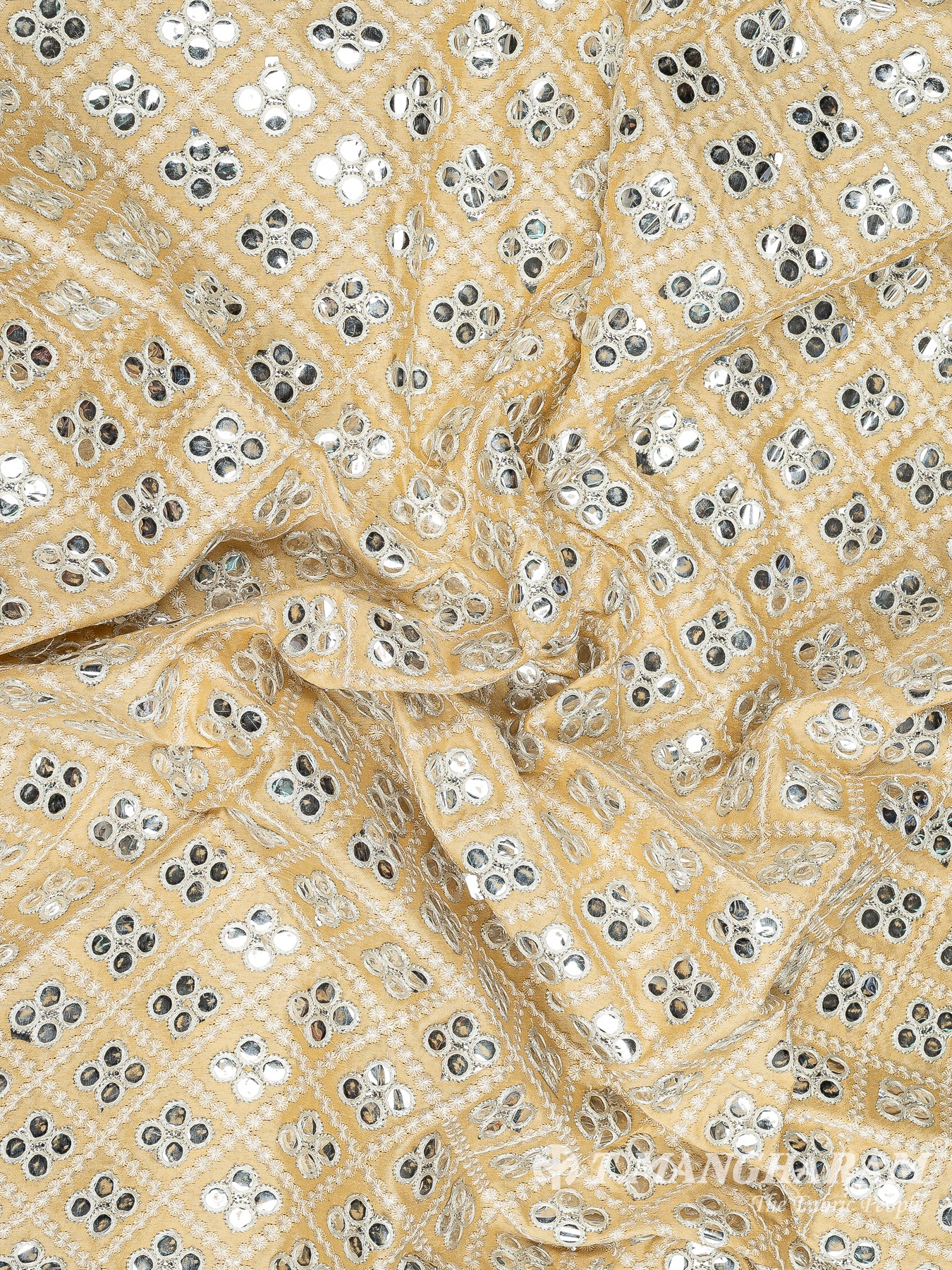 Yellow Georgette Embroidery Fabric - EC10197 view-4