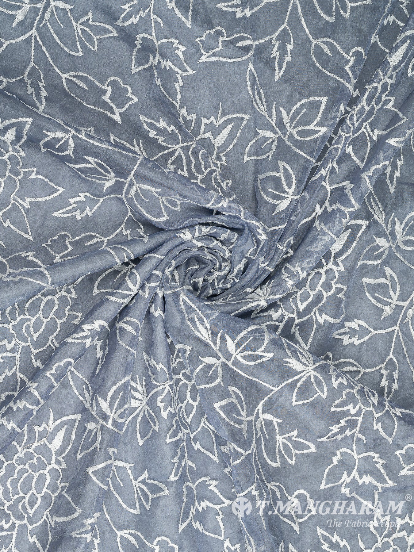 Blue Organza Embroidery Fabric - EA2998 view-1