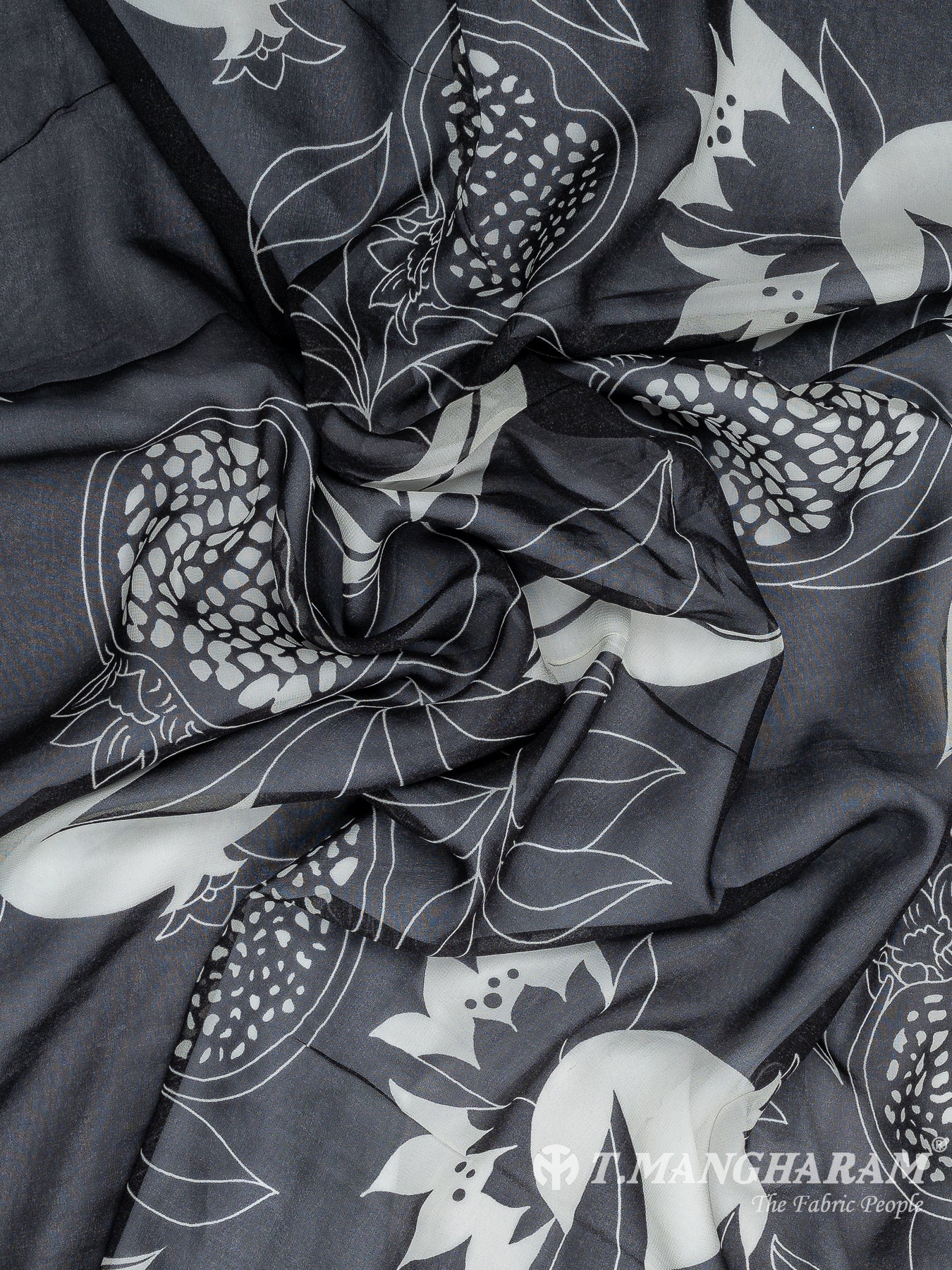 Black Georgette Fabric - EA3040 view-3
