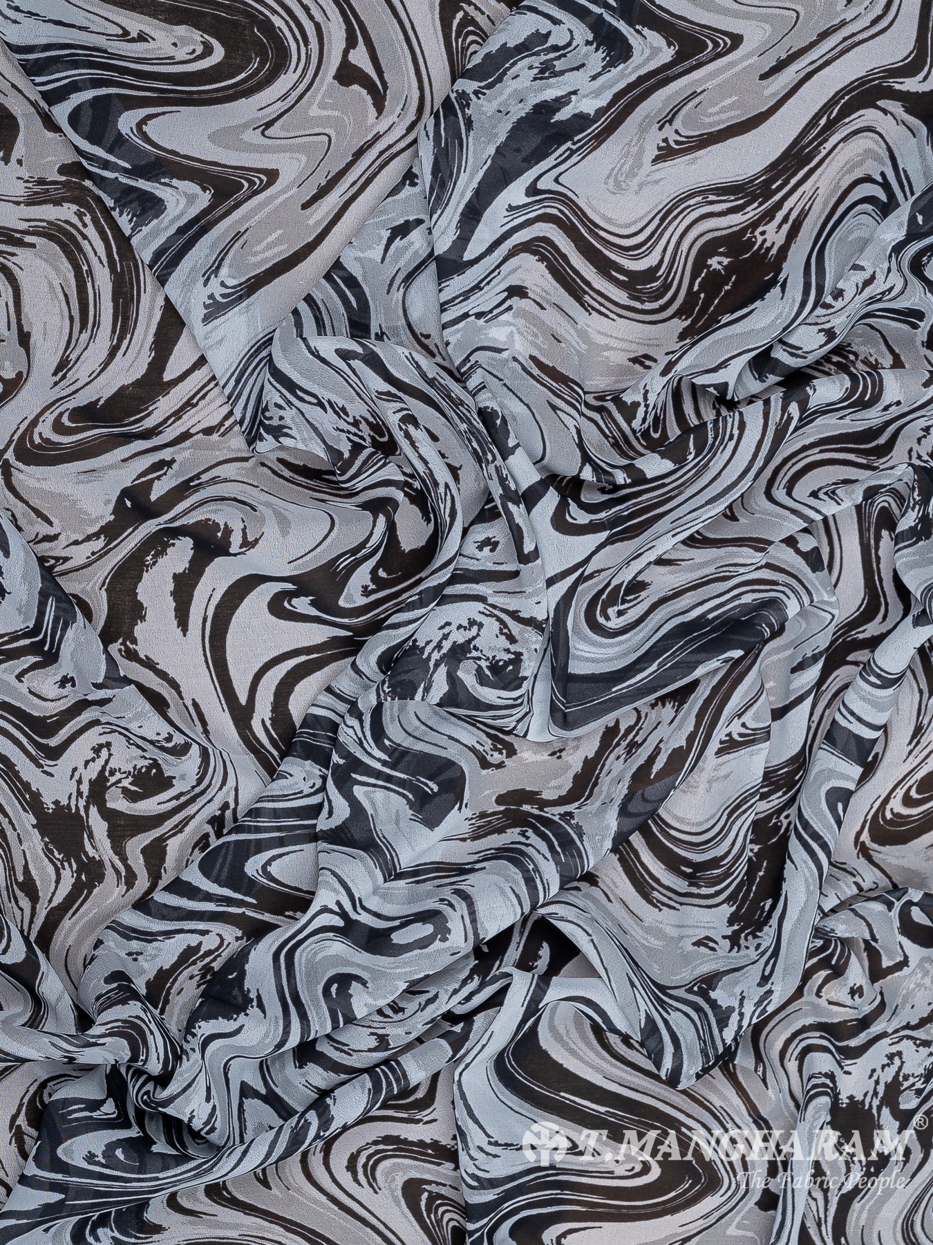 Black Georgette Fabric - EC10531 view-4