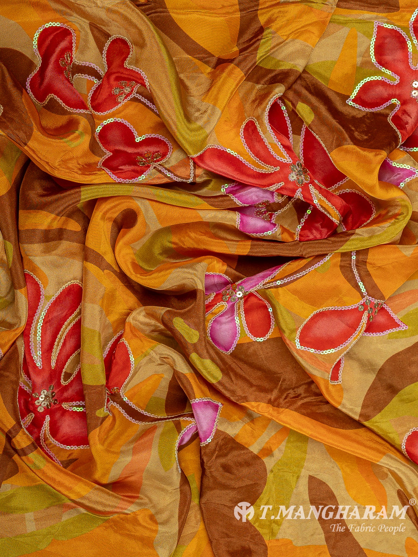 Mustard Yellow Crepe Fabric - EC10374 view-4
