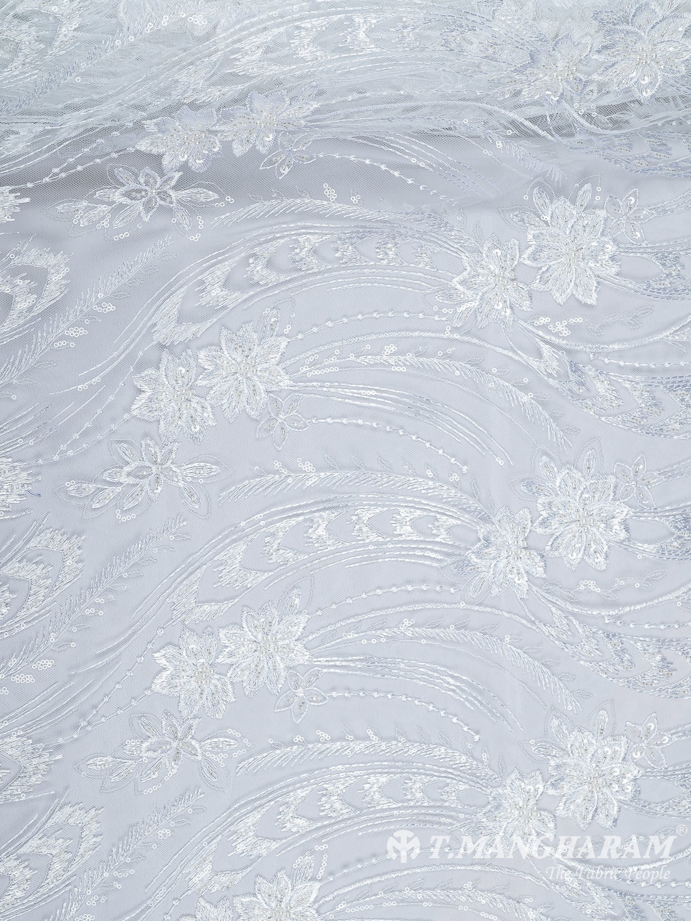 White Net Embroidery Fabric - EC10410 view-3
