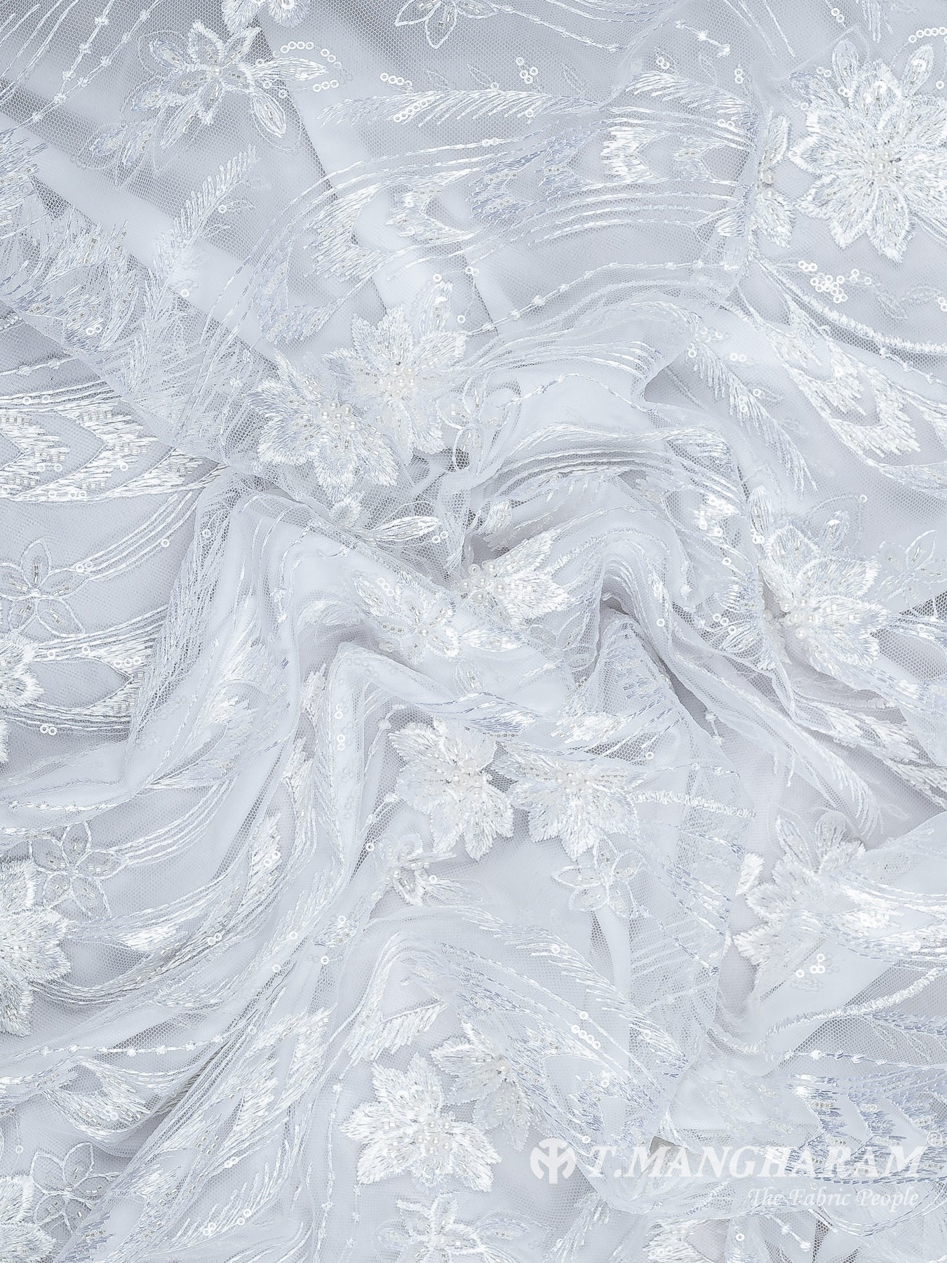 White Net Embroidery Fabric - EC10410 view-4