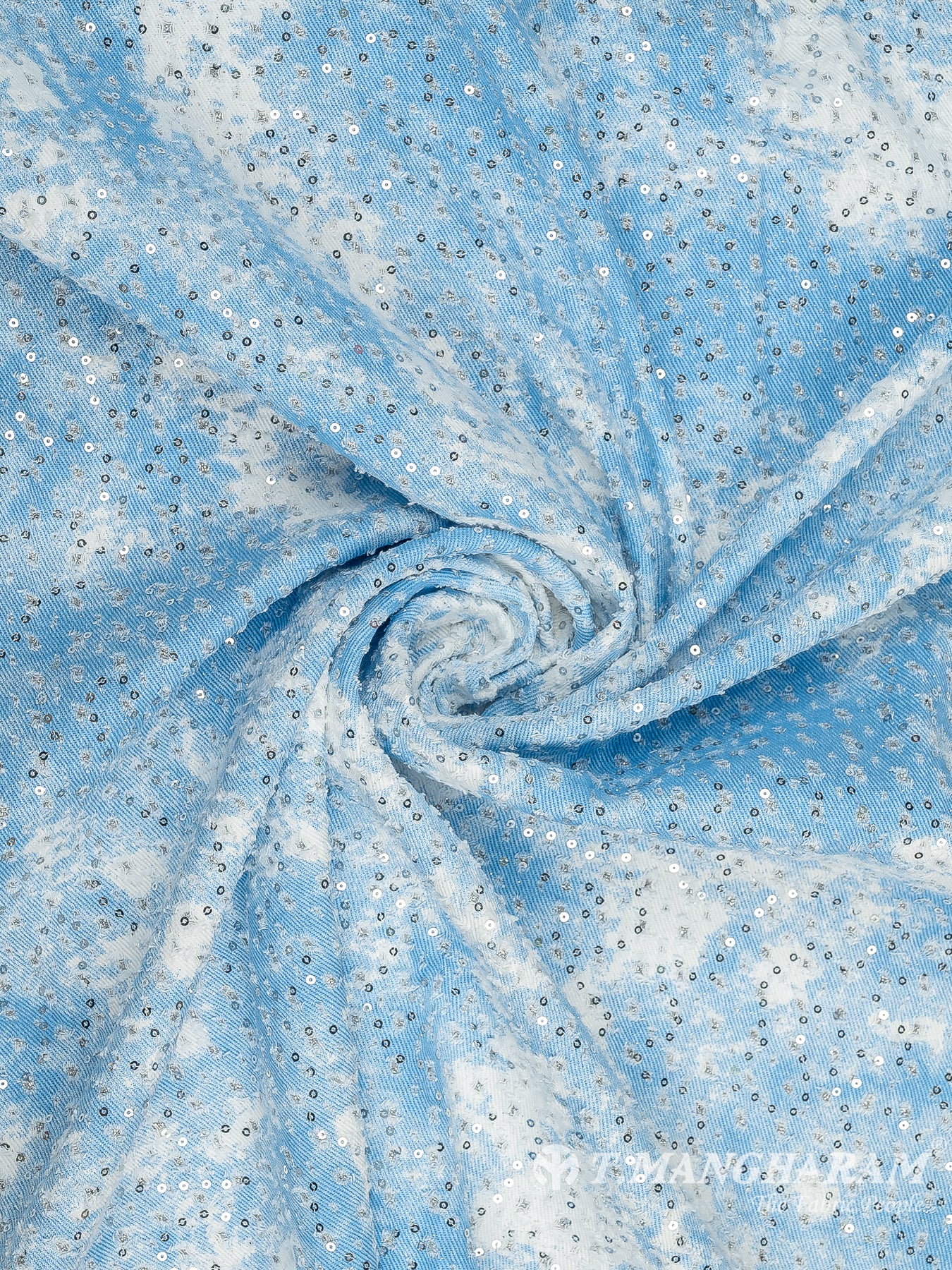 Blue Denim Embroidery Fabric - EC10404 view-1