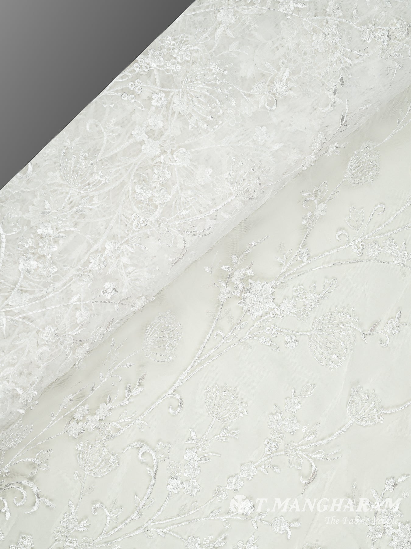 Cream Net Embroidery Fabric - EC10414 view-2