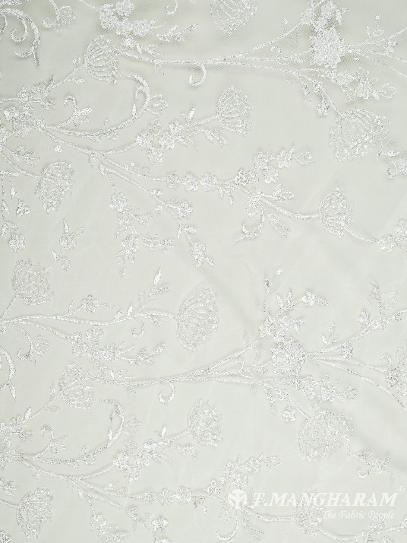 Cream Net Embroidery Fabric - EC10414 view-3
