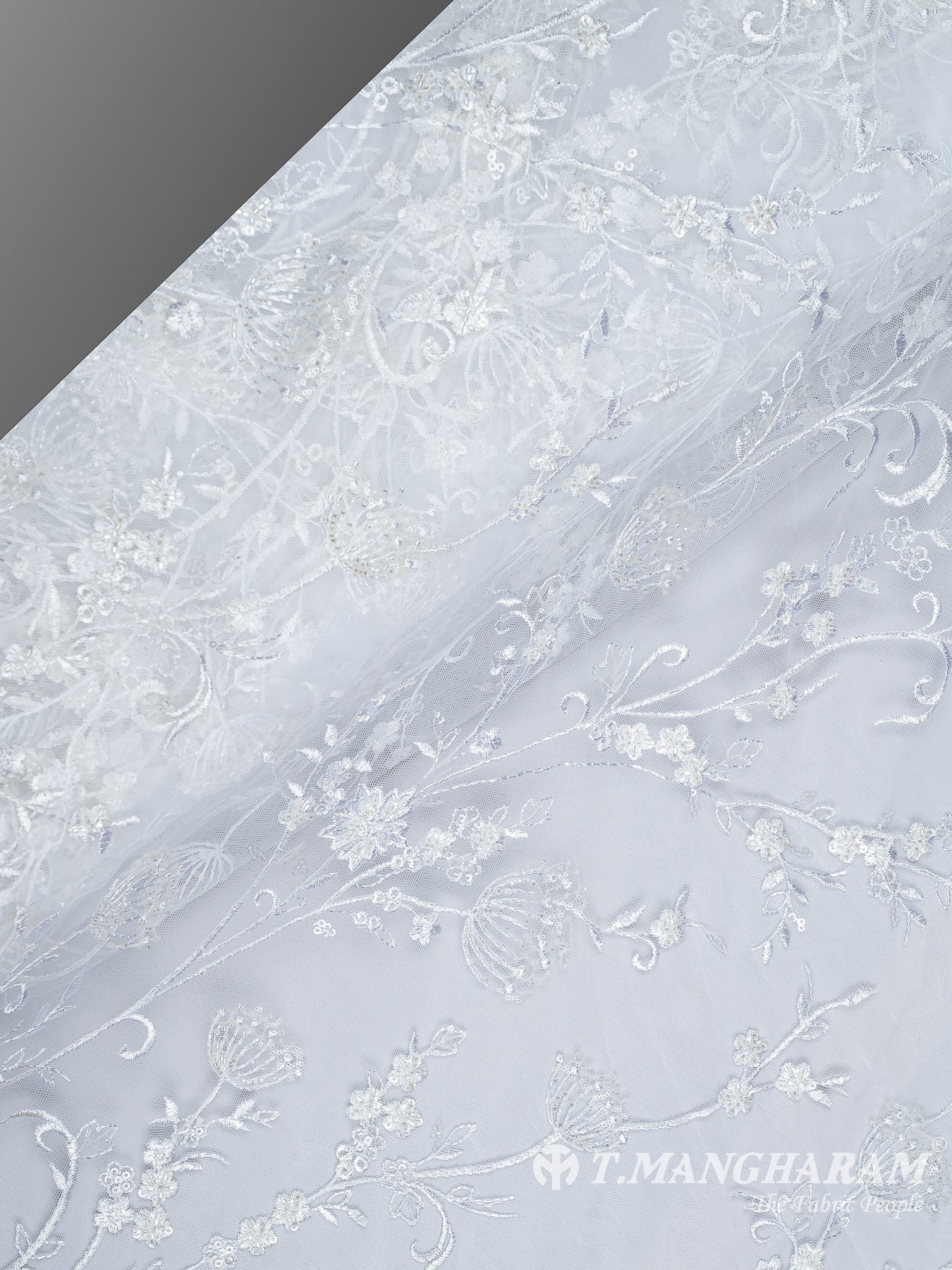 White Net Embroidery Fabric - EC10413 view-2