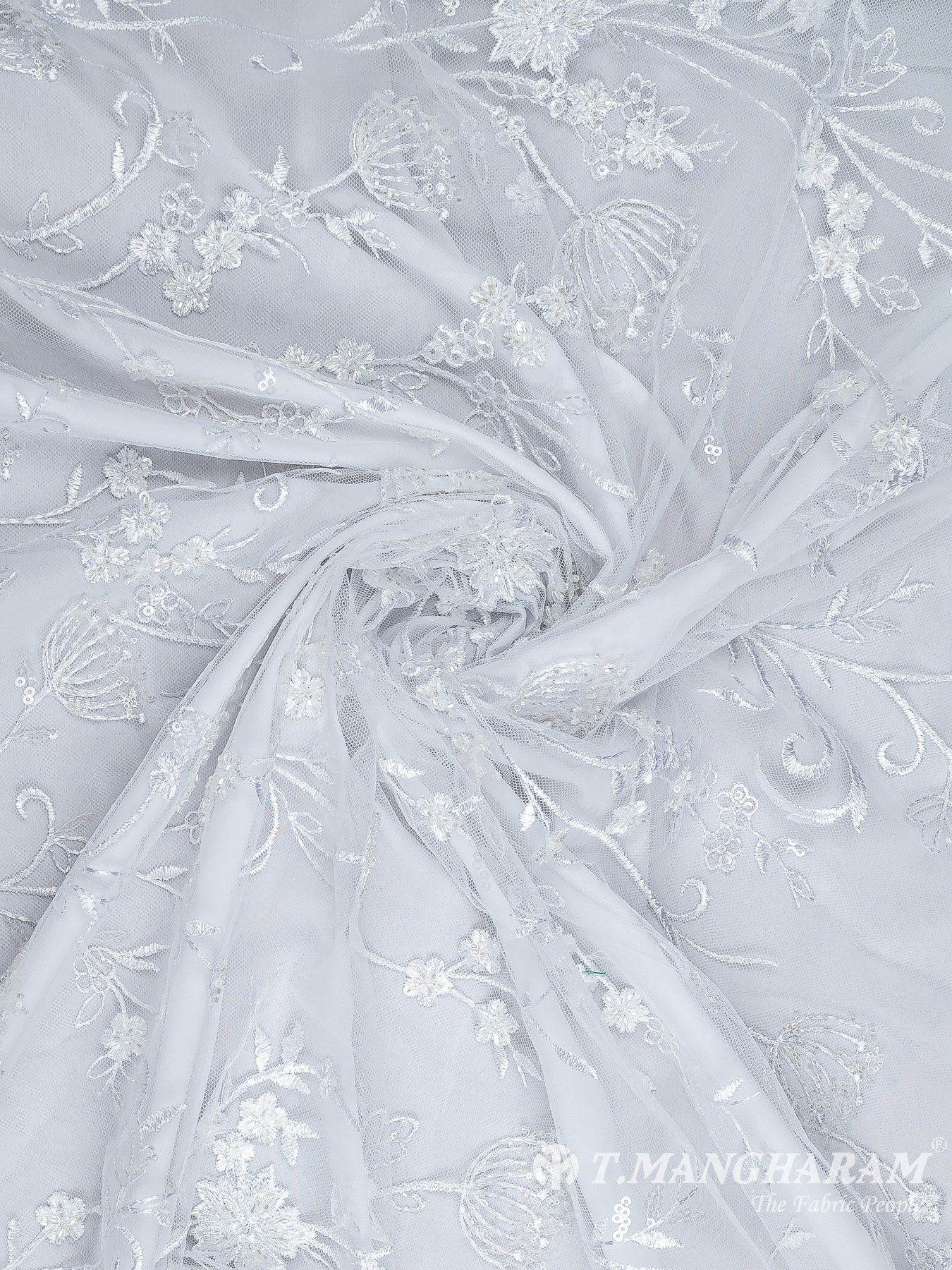 White Net Embroidery Fabric - EC10413 view-1
