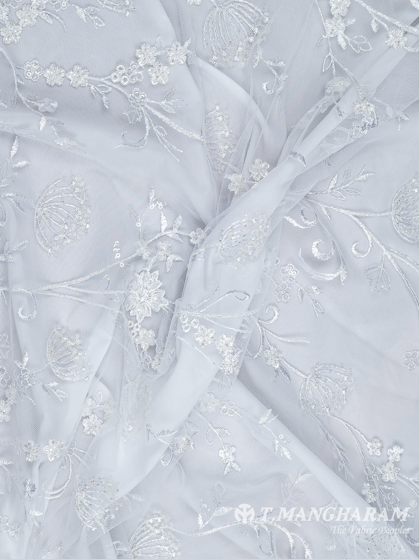 White Net Embroidery Fabric - EC10413 view-4