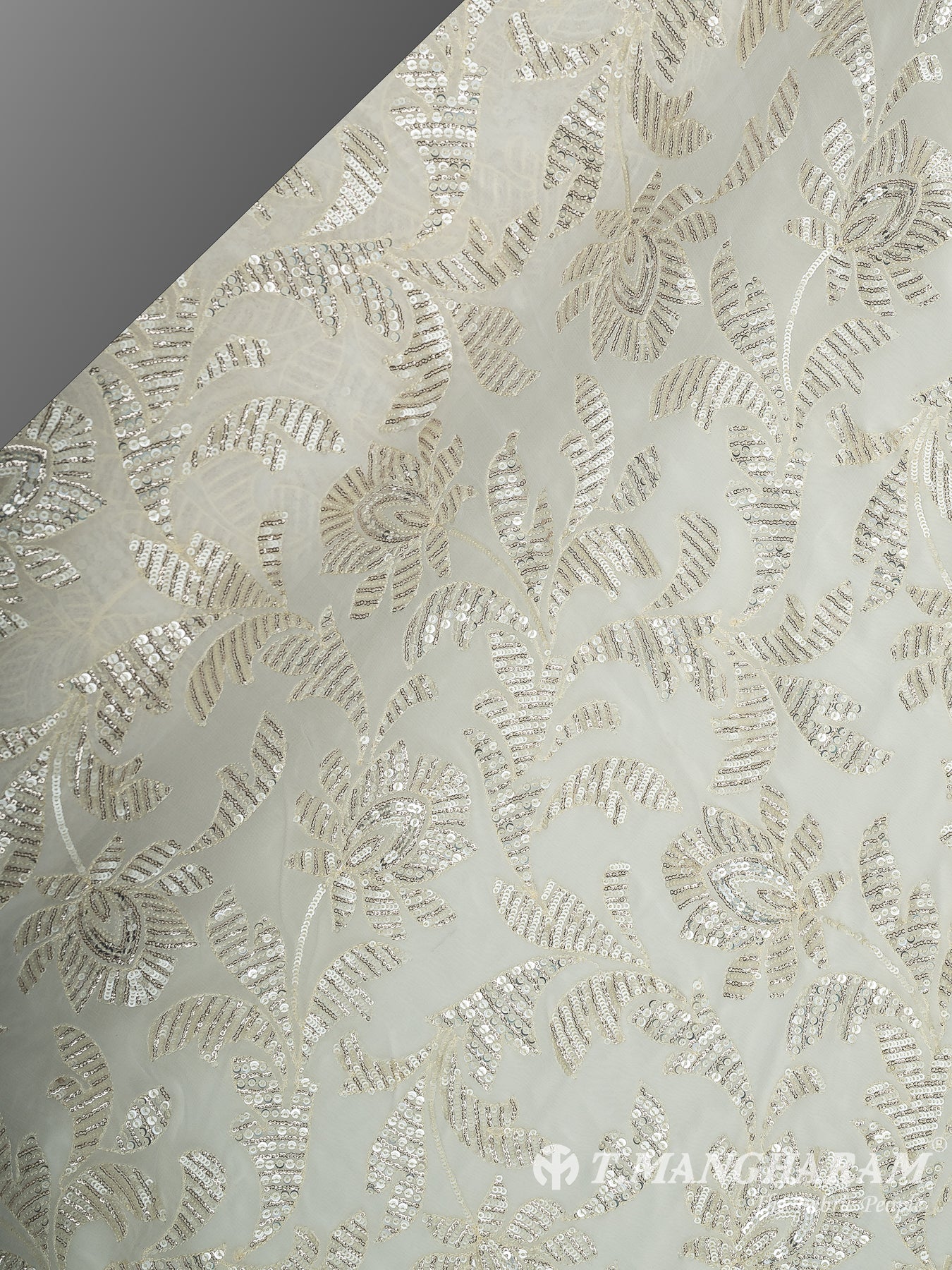 Off White Fancy Net Fabric - EC11543