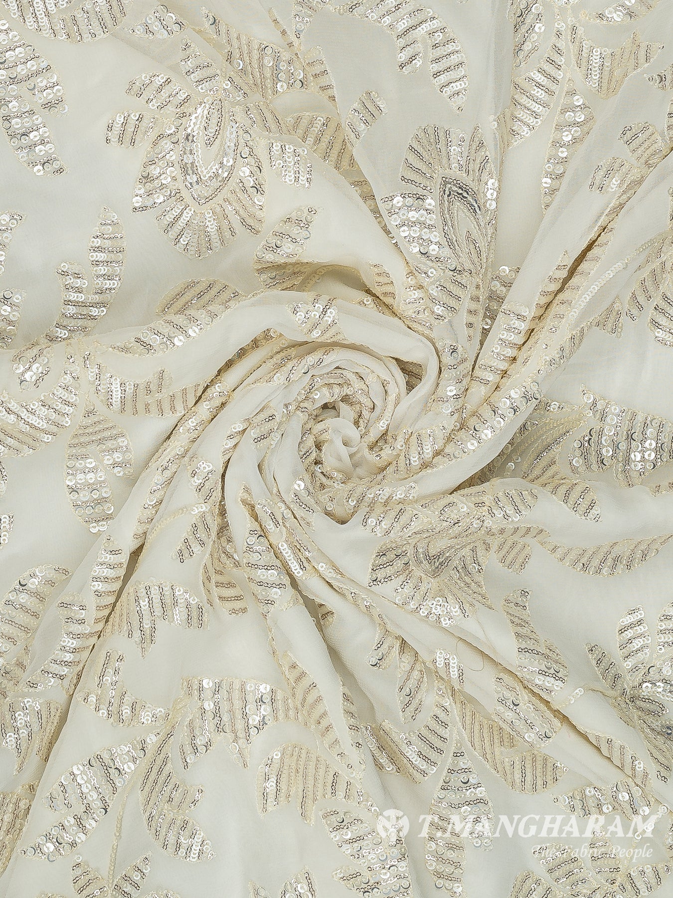 Off White Fancy Net Fabric - EC11543