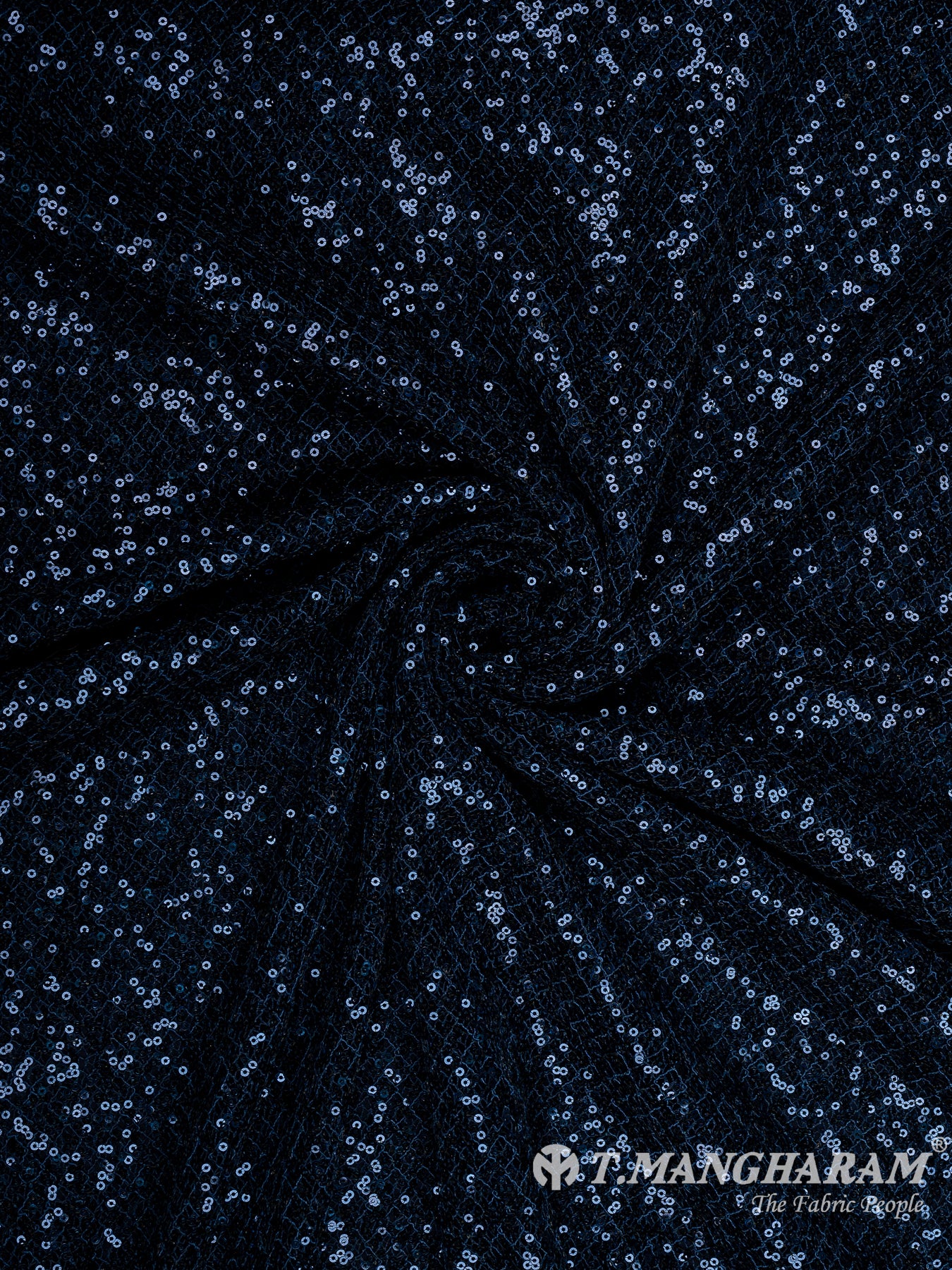 Blue Sequins Fancy Net Fabric - EB8591
