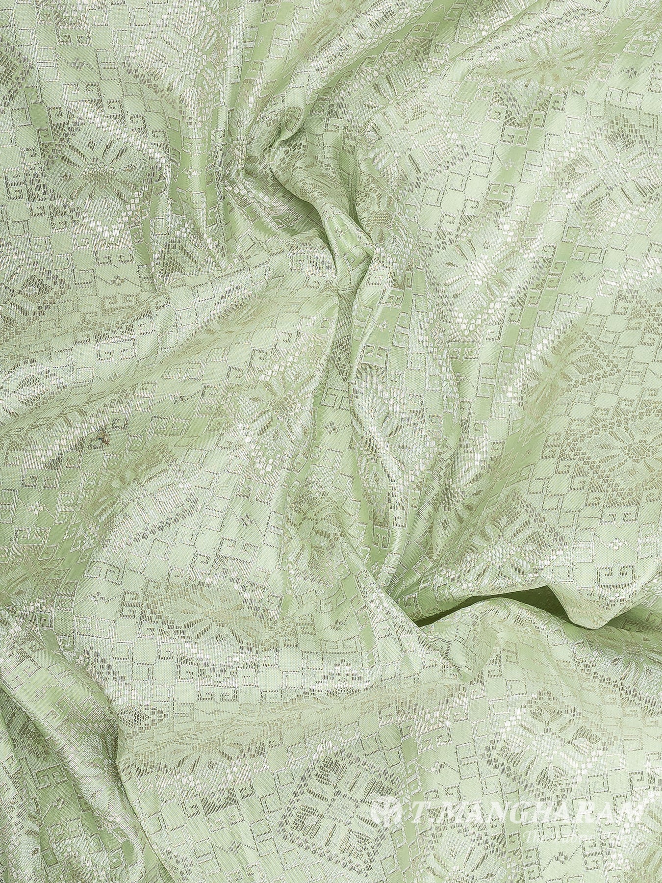 Green Semi Banaras Fabric - EB8664