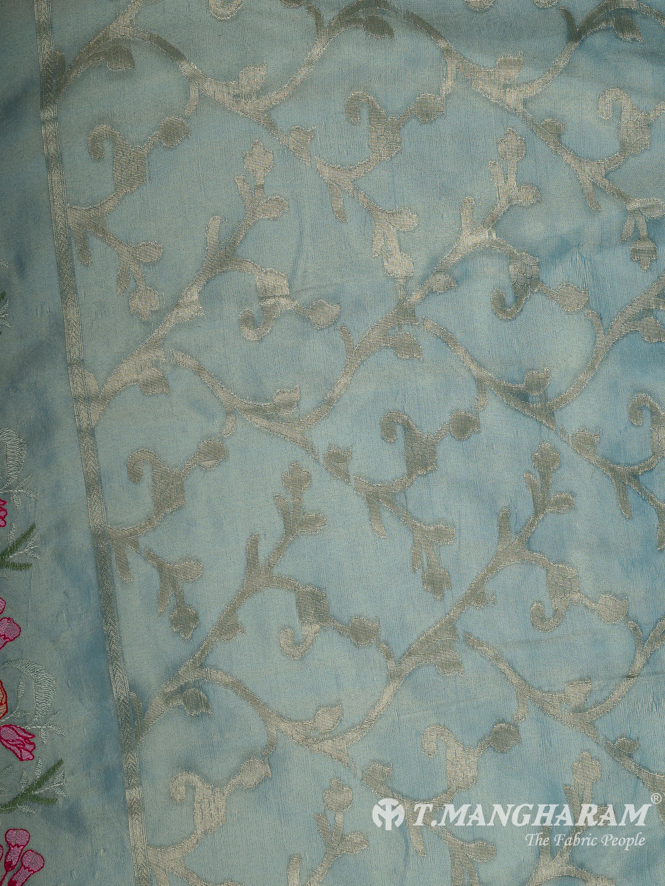 Blue Semi Banaras Fabric - EB8724