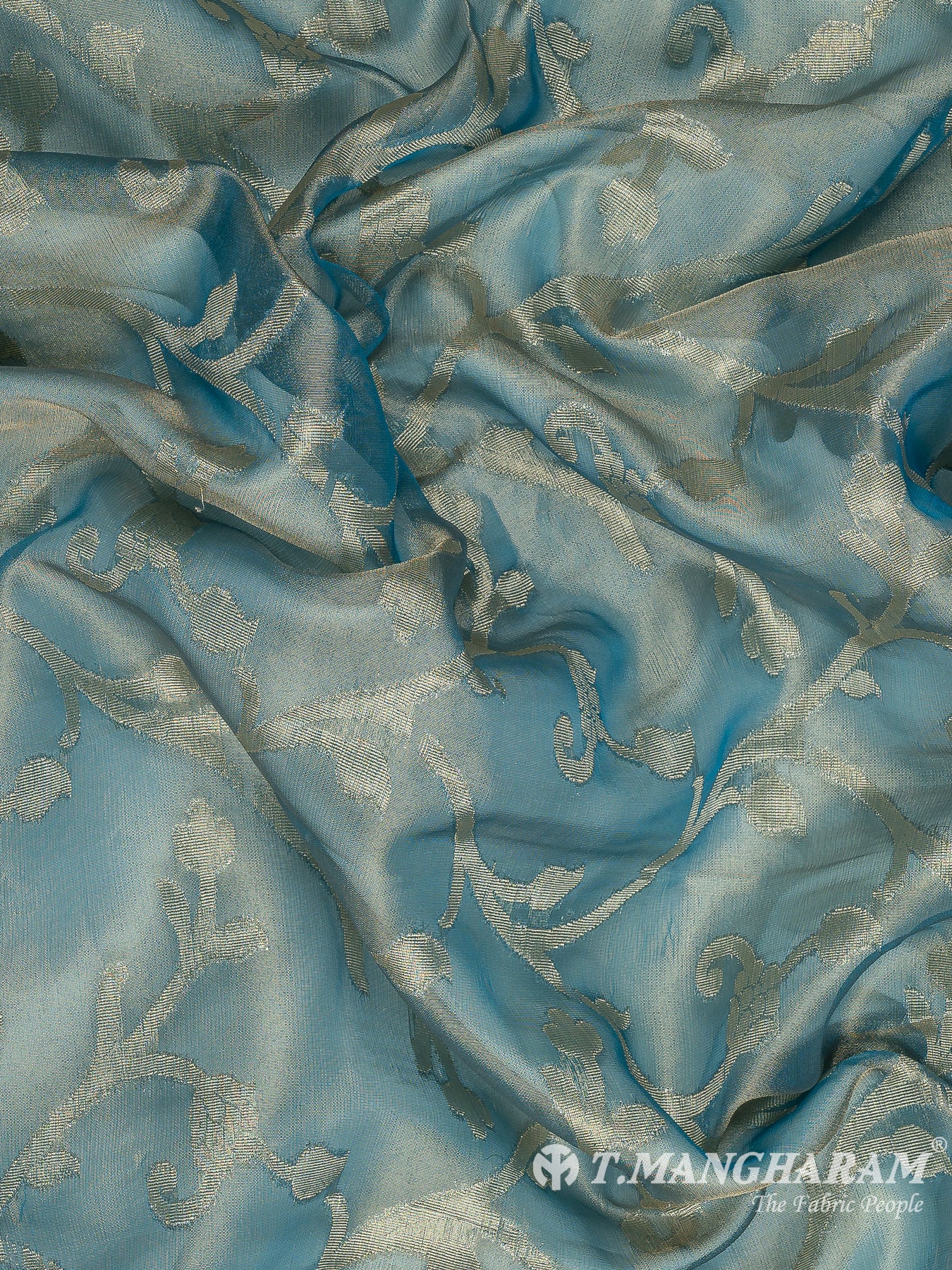 Blue Semi Banaras Fabric - EB8724
