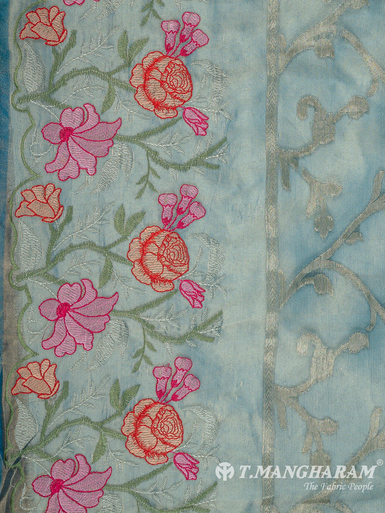 Blue Semi Banaras Fabric - EB8724