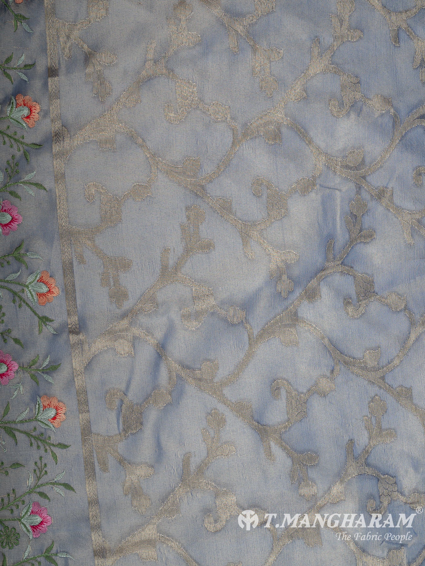 Blue Semi Banaras Fabric - EB8723