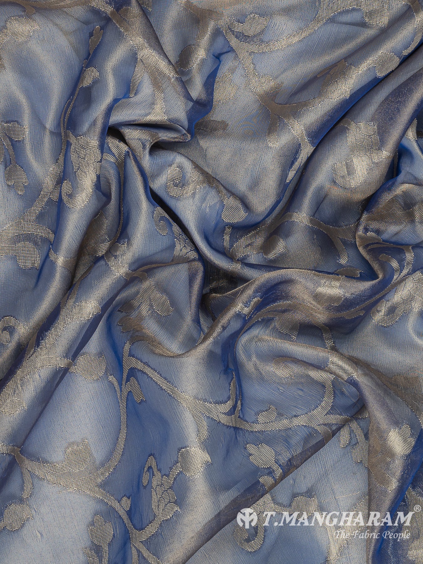 Blue Semi Banaras Fabric - EB8723