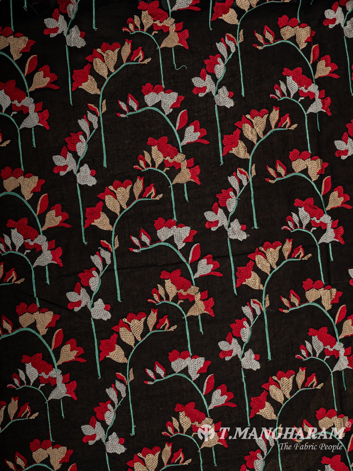 Black Cotton Embroidery Fabric - EM00035