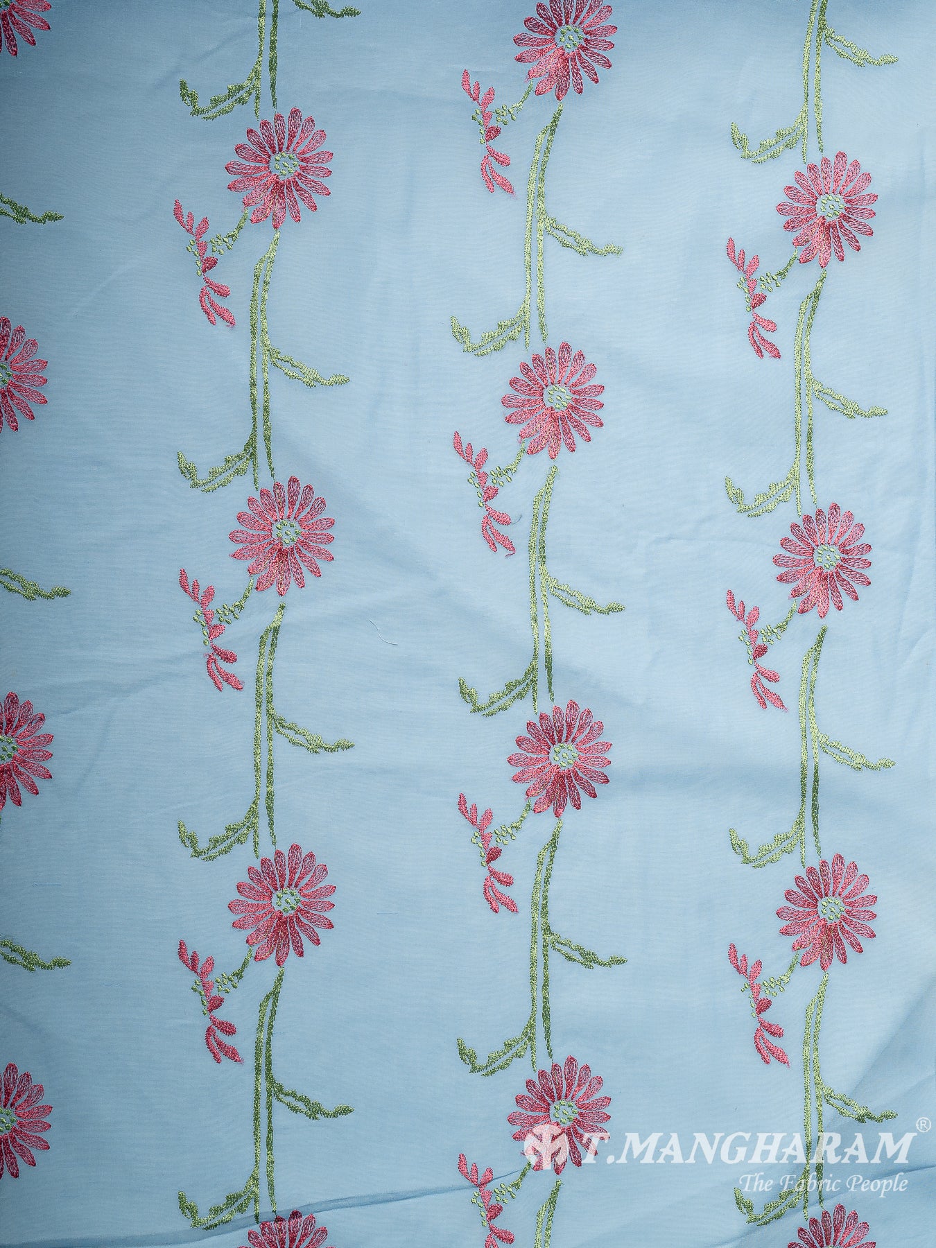 Blue Cotton Embroidery Fabric - EM00017