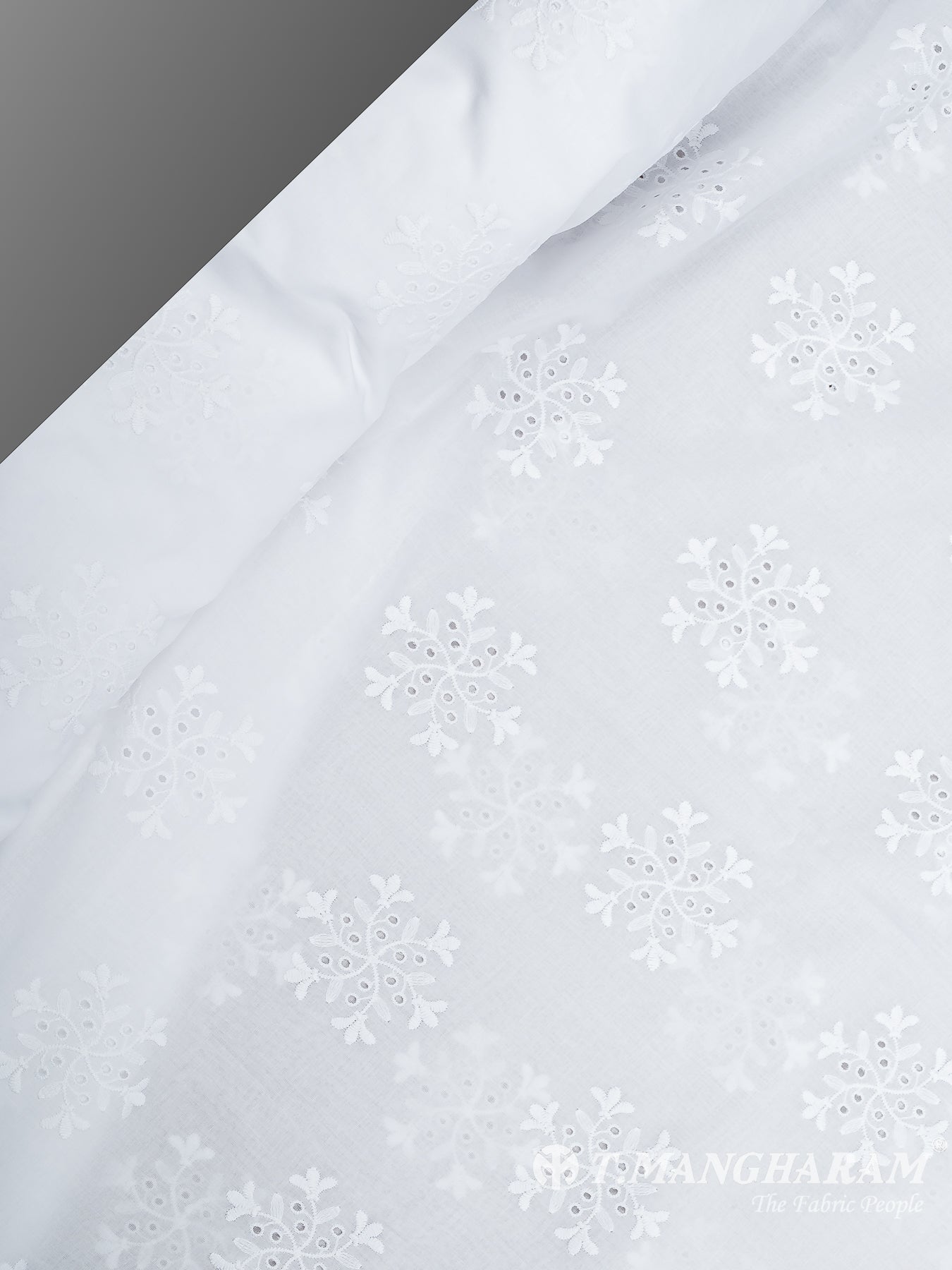 White Cotton Fabric - EC11876 view-2