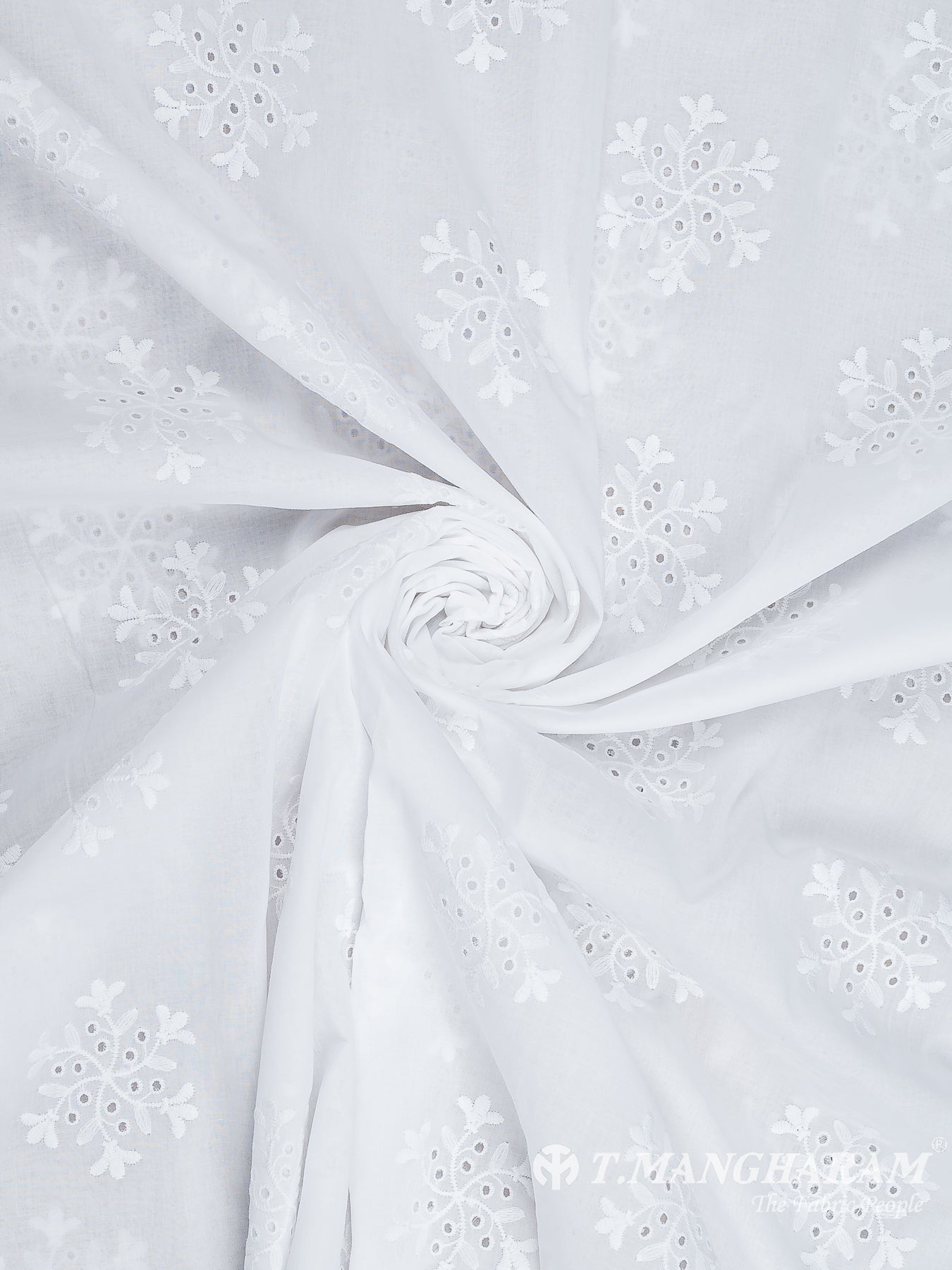 White Cotton Fabric - EC11876 view-1