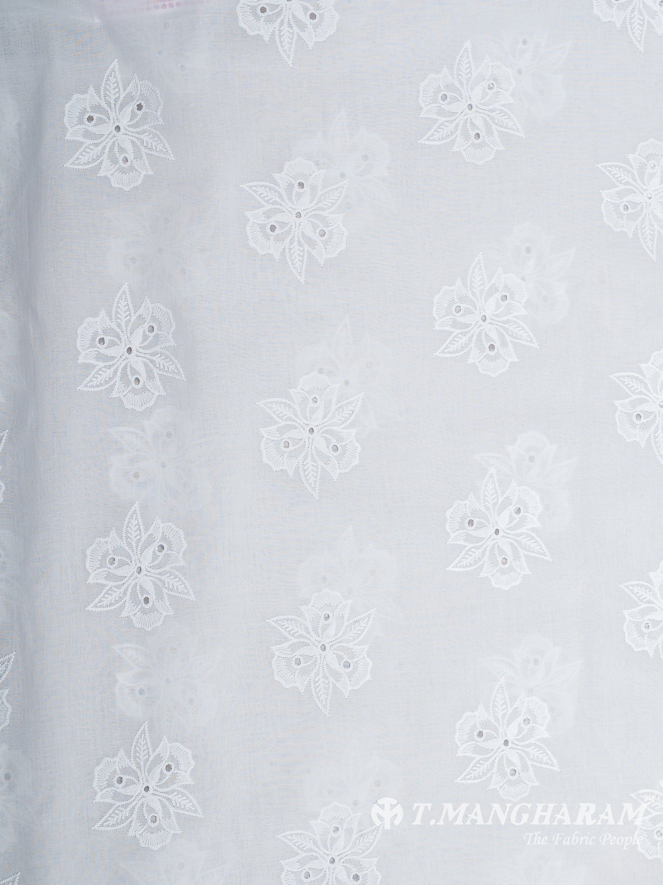 White Cotton Fabric - EC11874 view-3