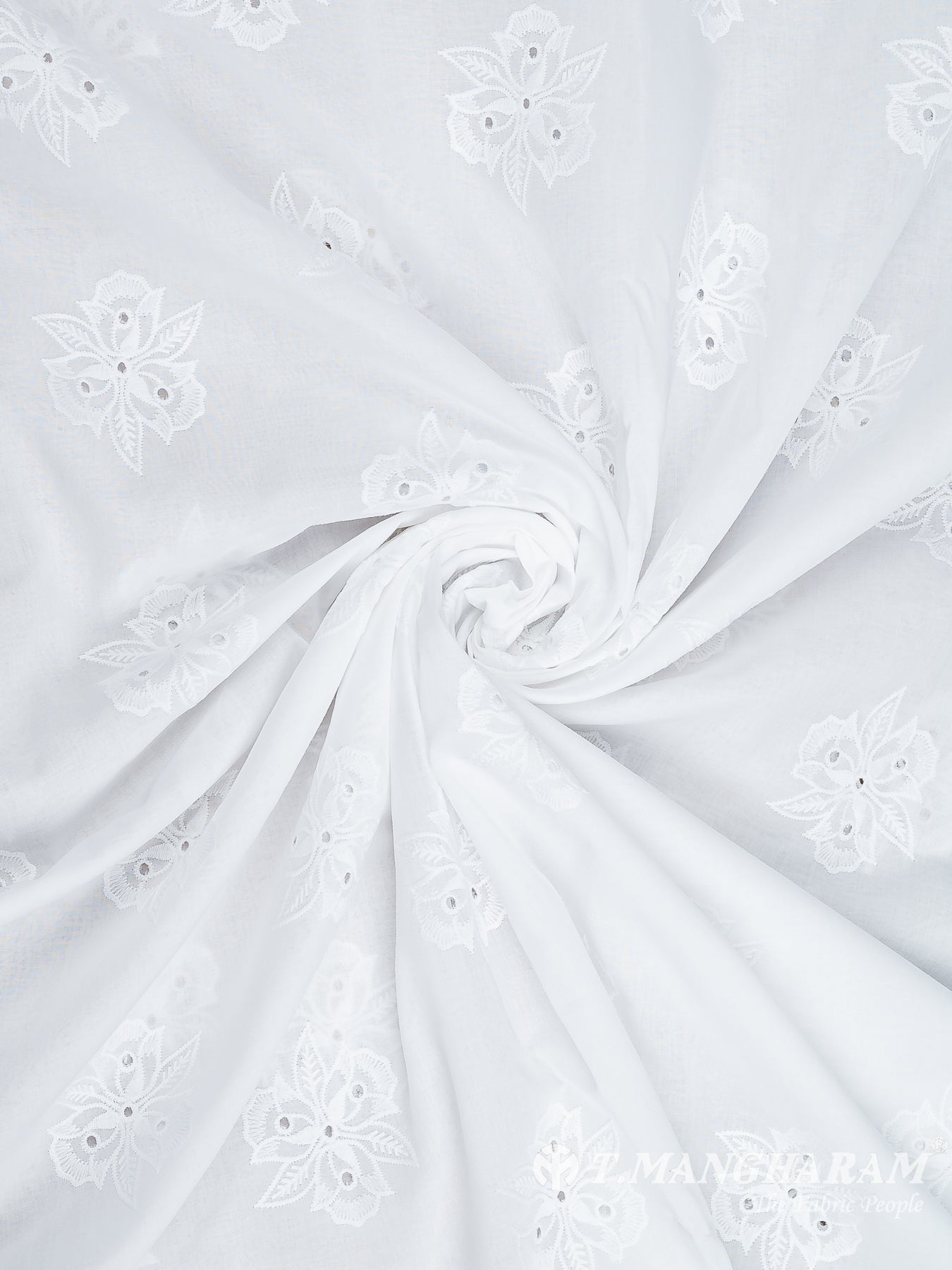 White Cotton Fabric - EC11874 view-1
