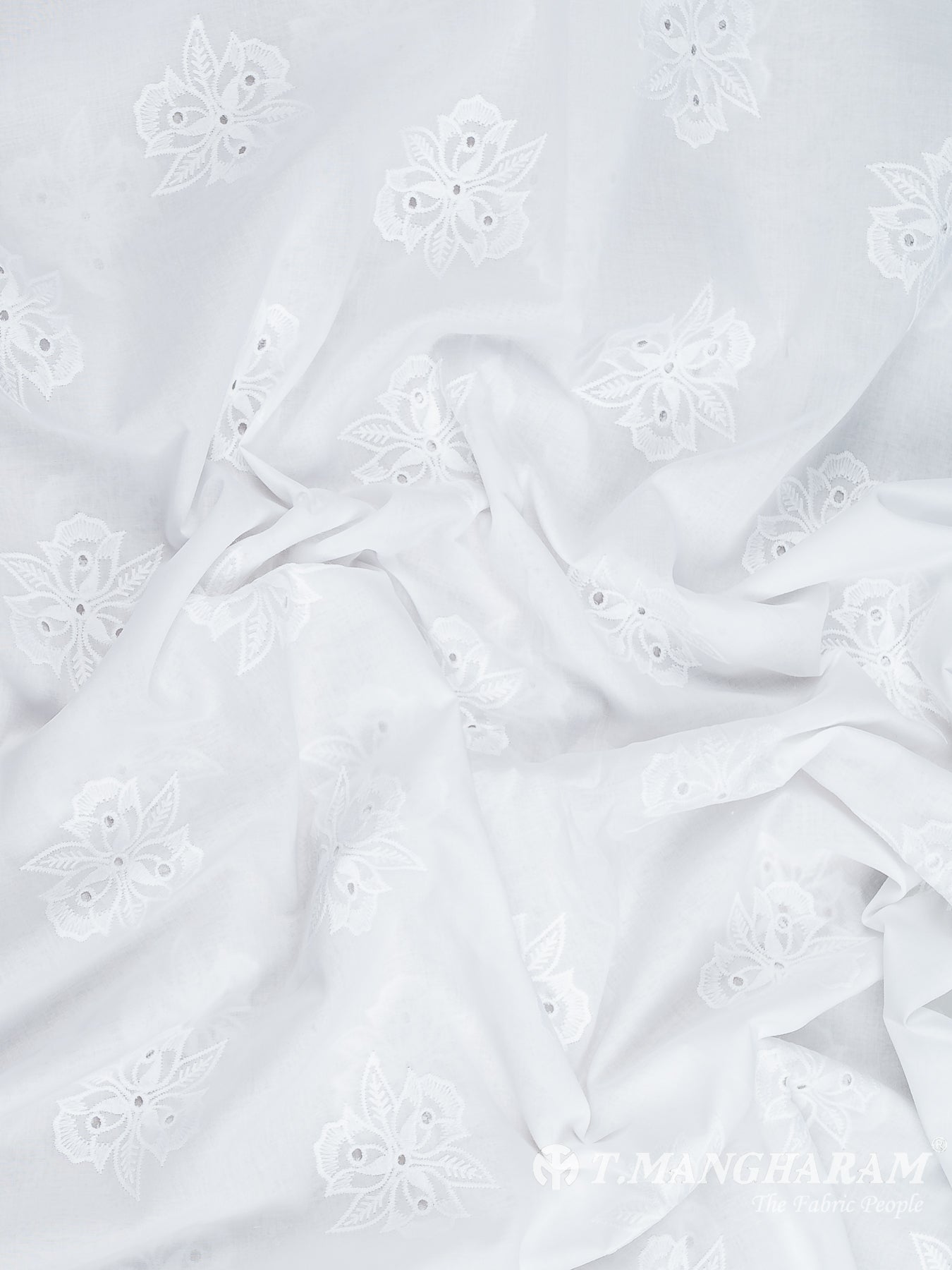 White Cotton Fabric - EC11874 view-4