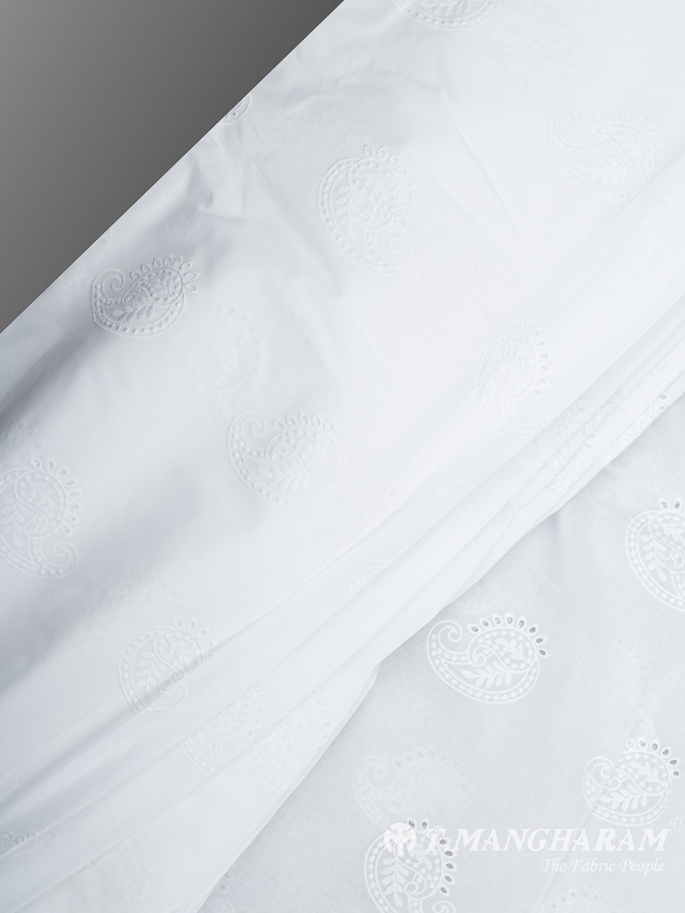 White Cotton Fabric - EC11875 view-2