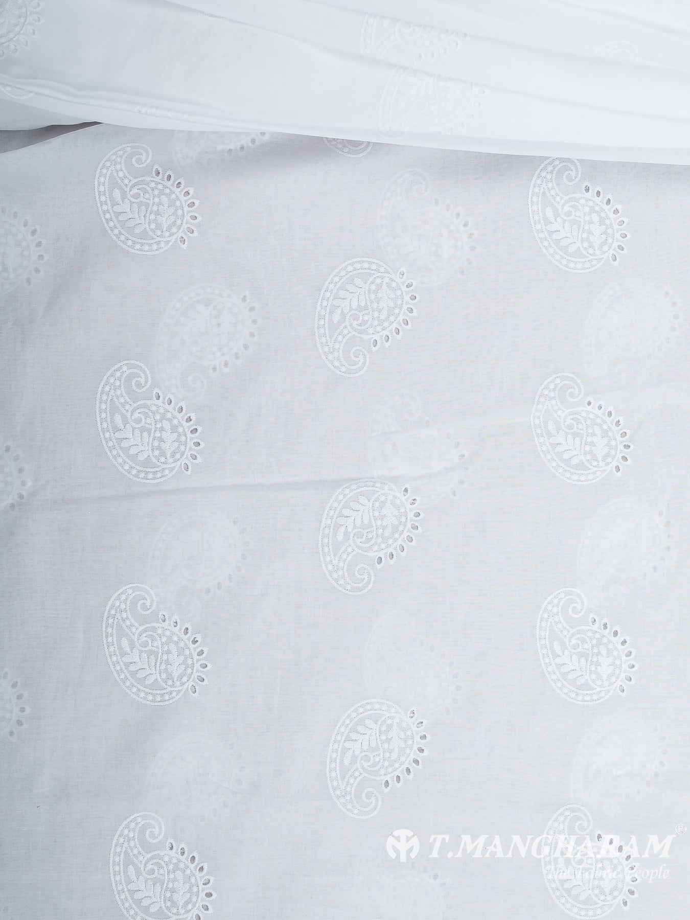 White Cotton Fabric - EC11875 view-3