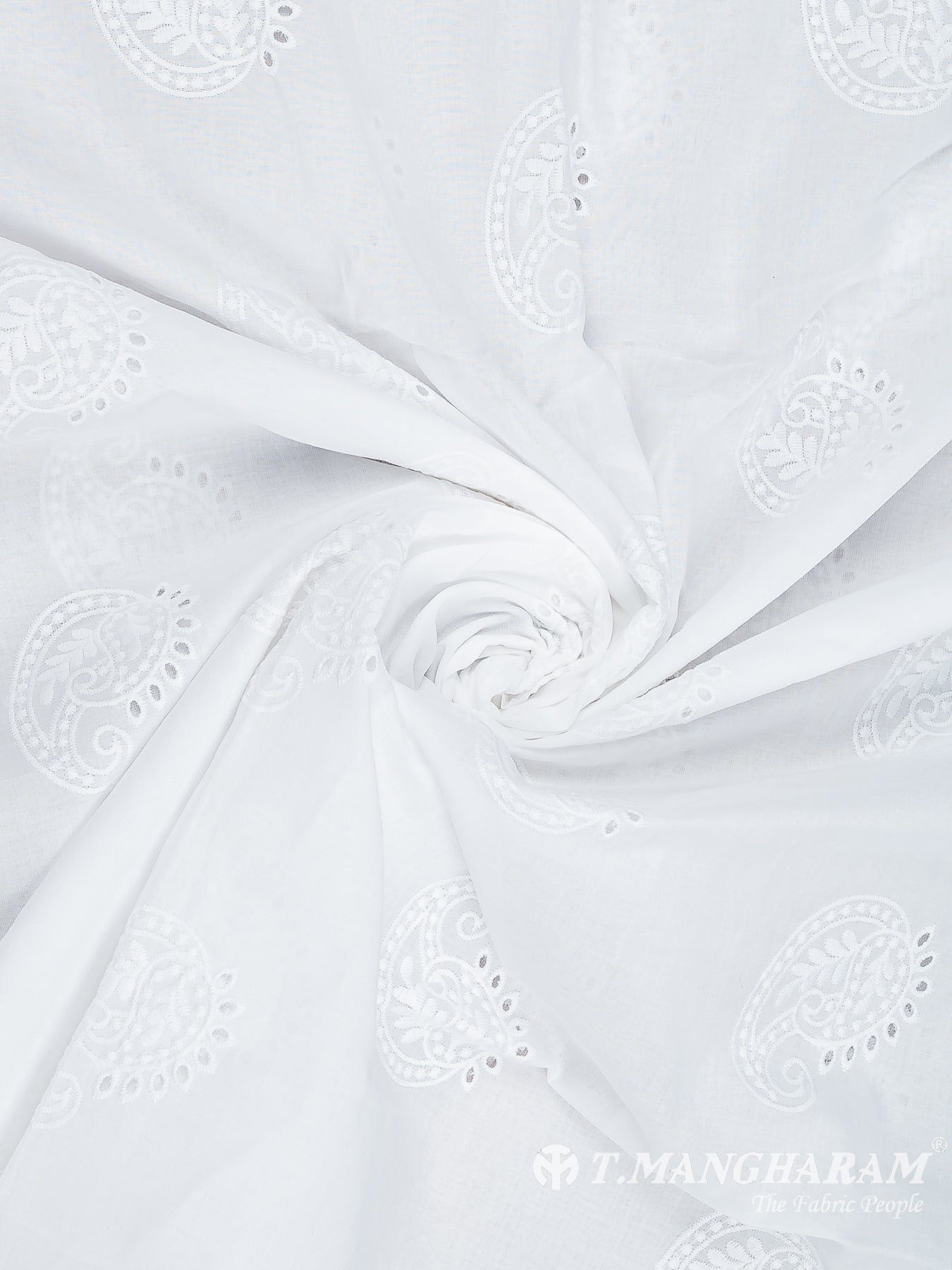 White Cotton Fabric - EC11875 view-1