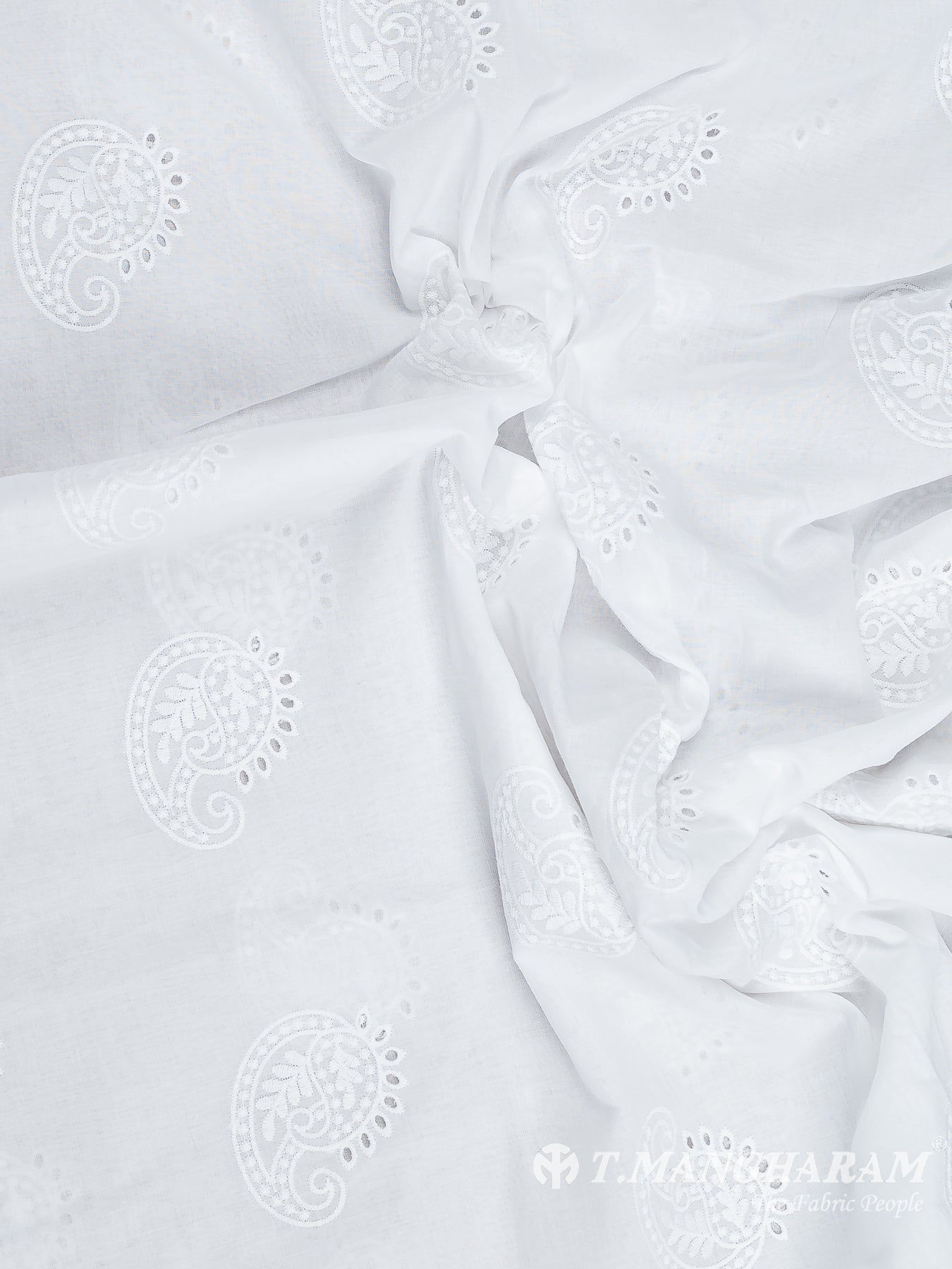 White Cotton Fabric - EC11875 view-4