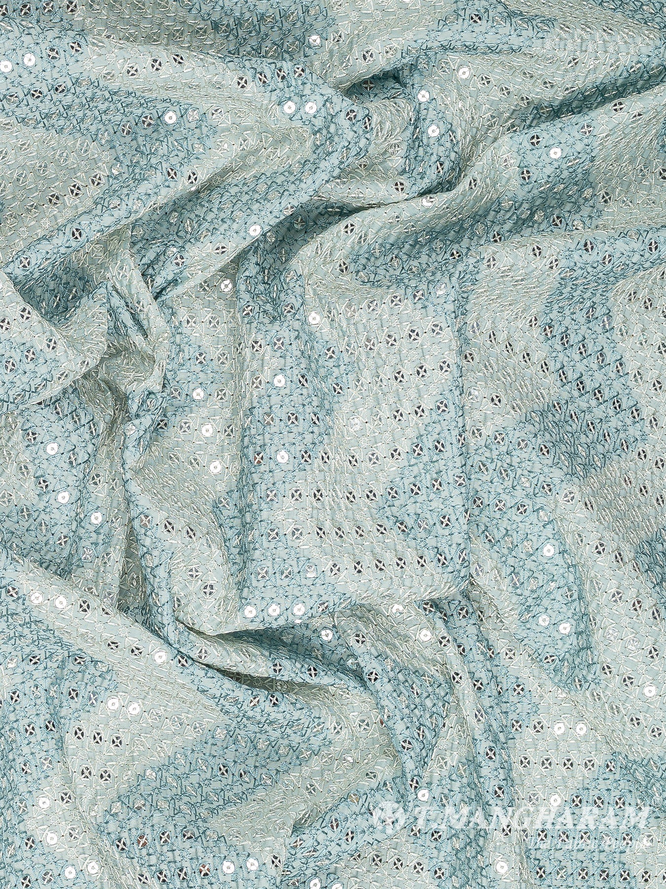 Blue Raw Silk Fabric - EA3735