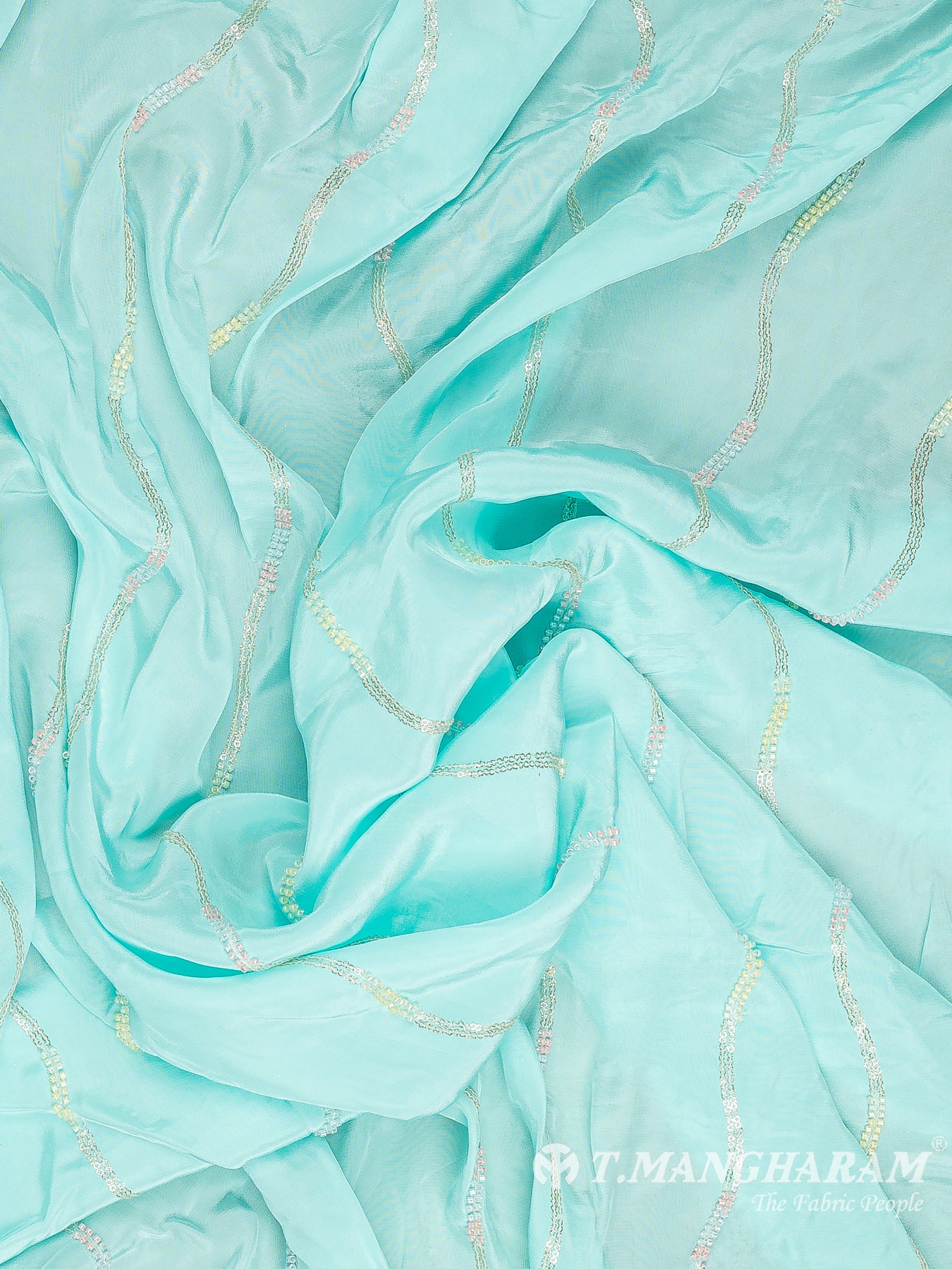 Blue Viscose Crepe Fabric - EB8995