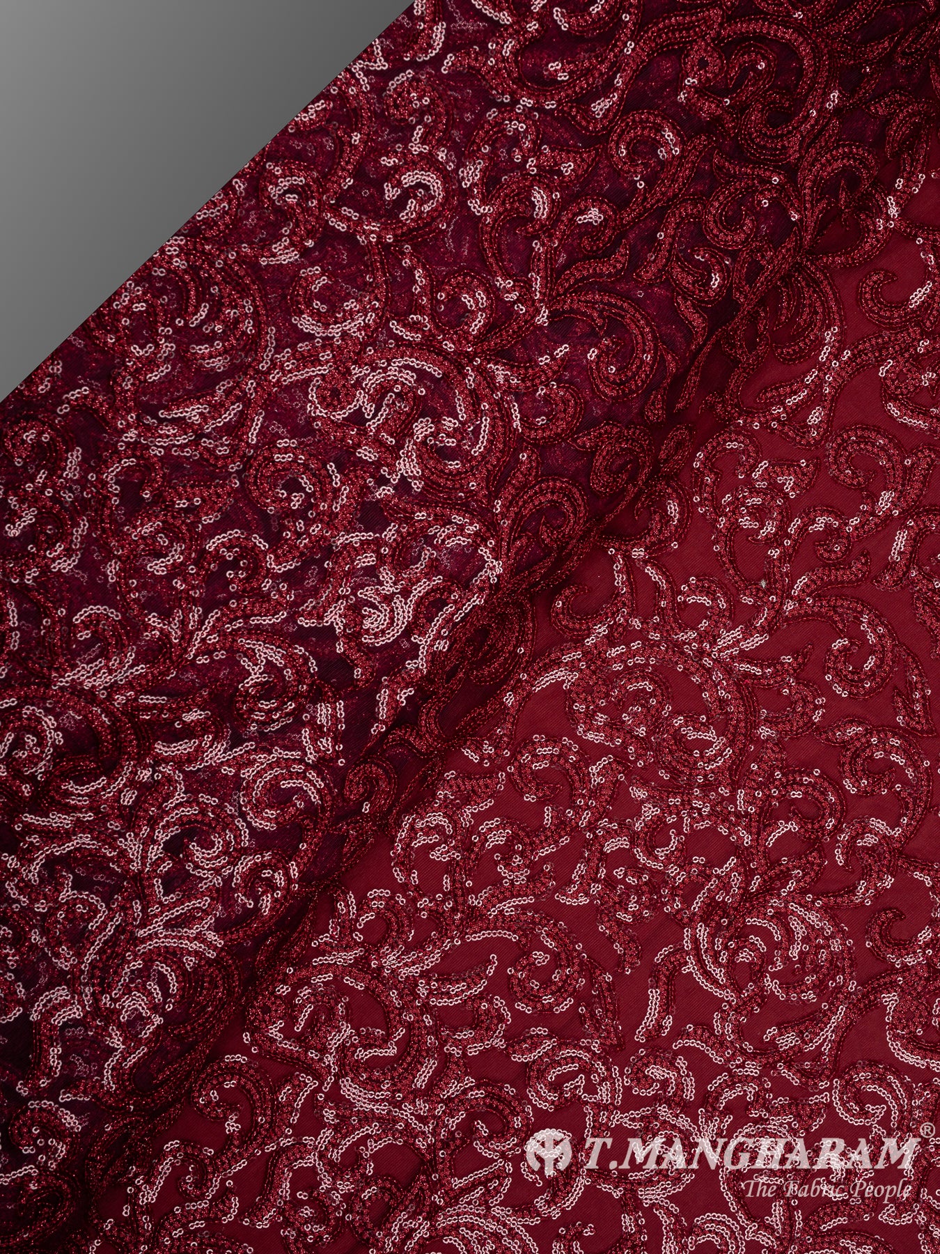 Maroon Fancy Net Fabric - EB9033
