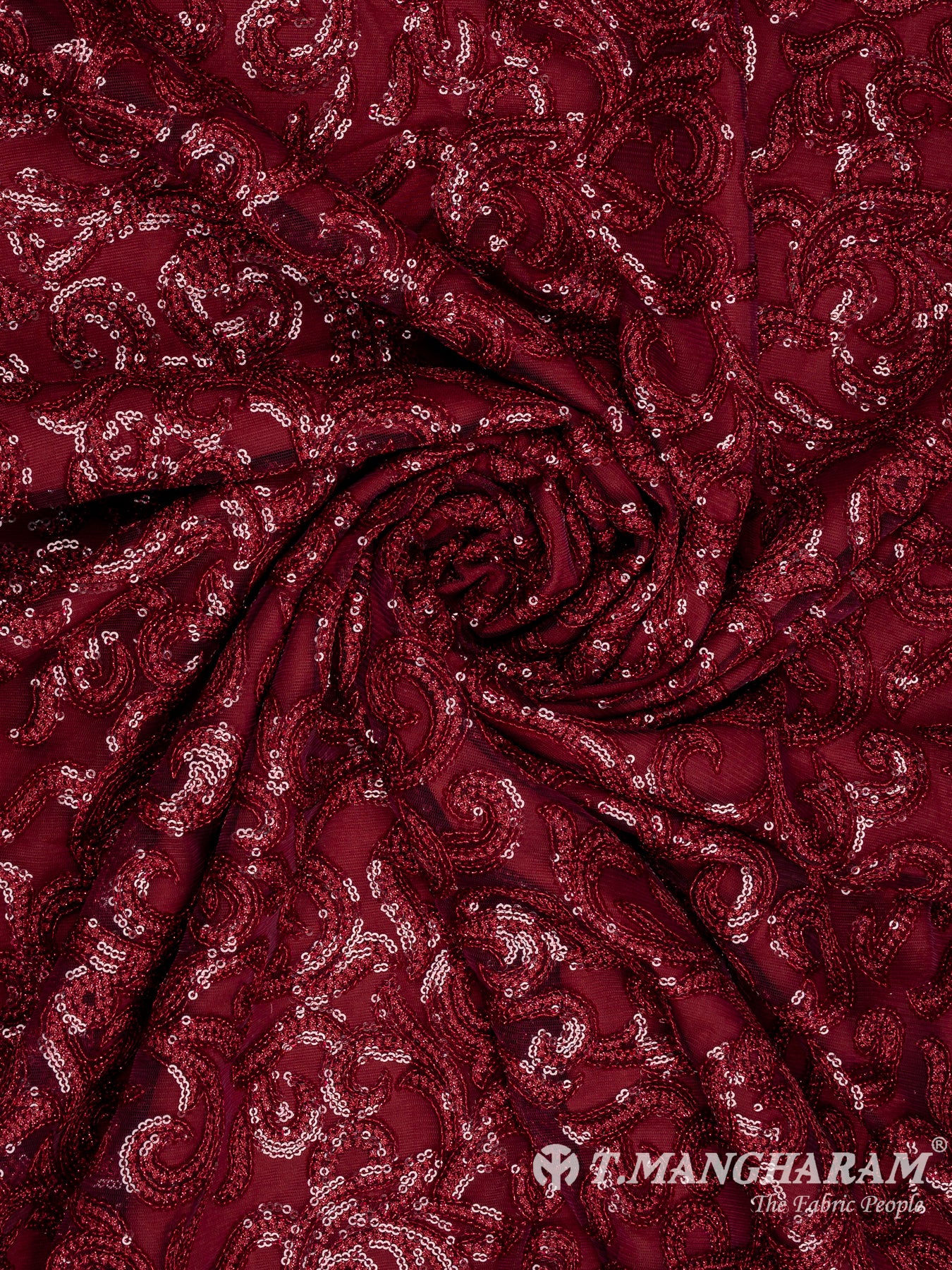 Maroon Fancy Net Fabric - EB9033