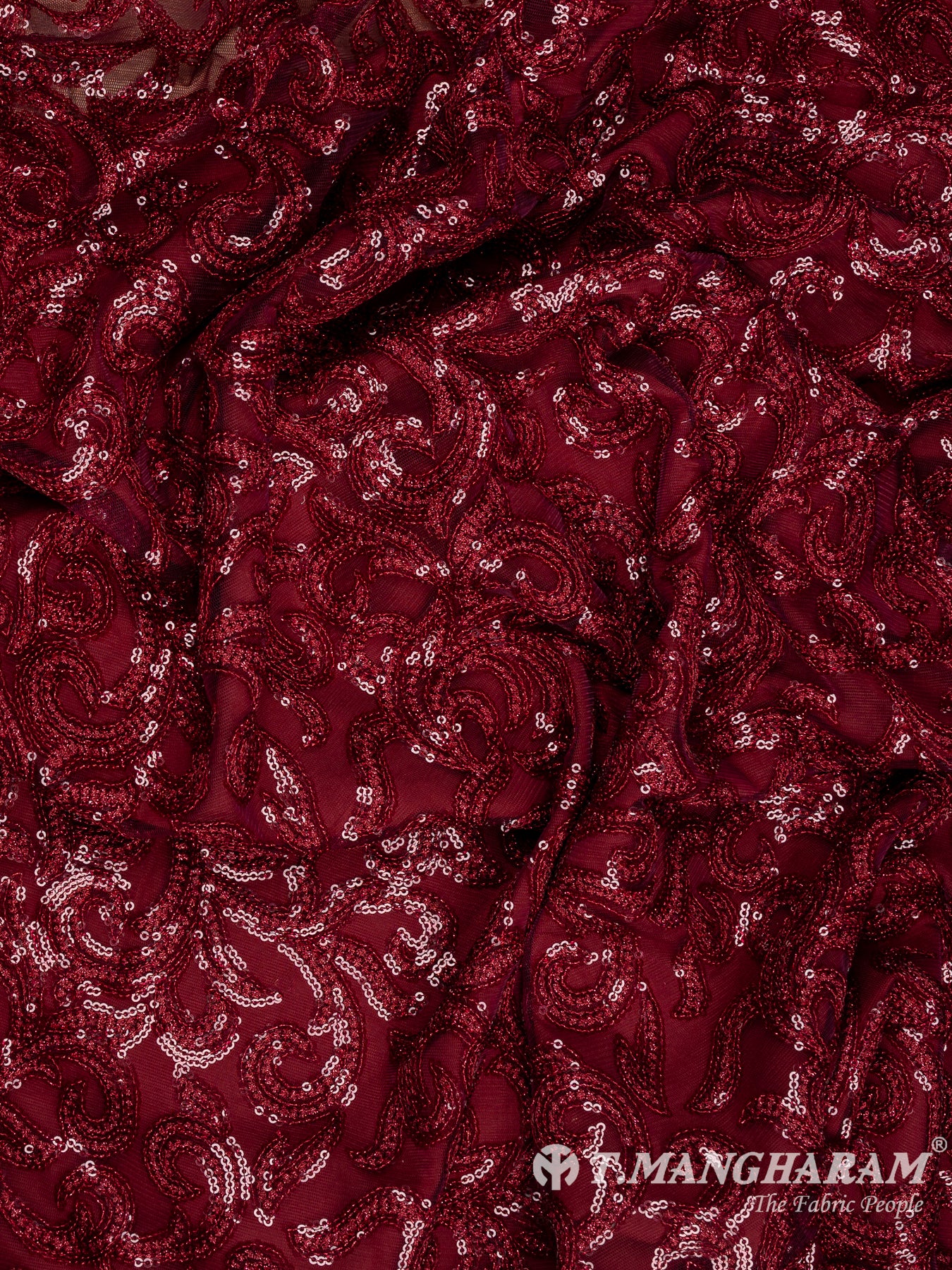 Maroon Fancy Net Fabric - EB9033