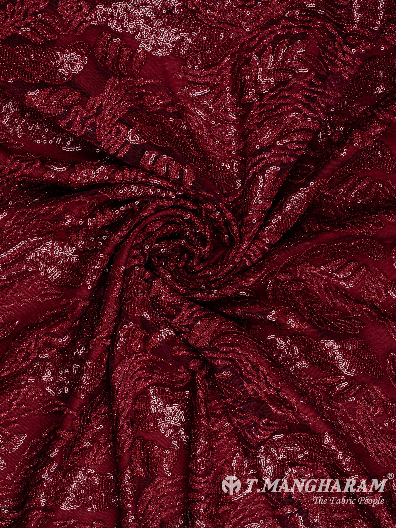 Maroon Fancy Net Fabric - EC11965