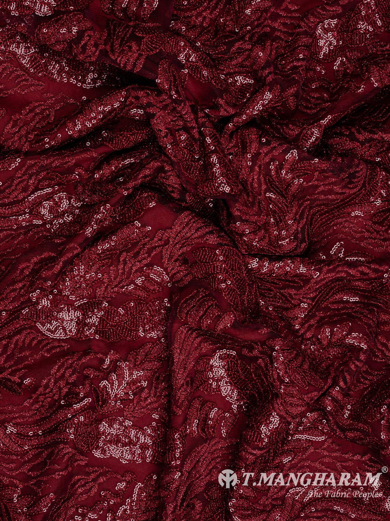 Maroon Fancy Net Fabric - EC11965
