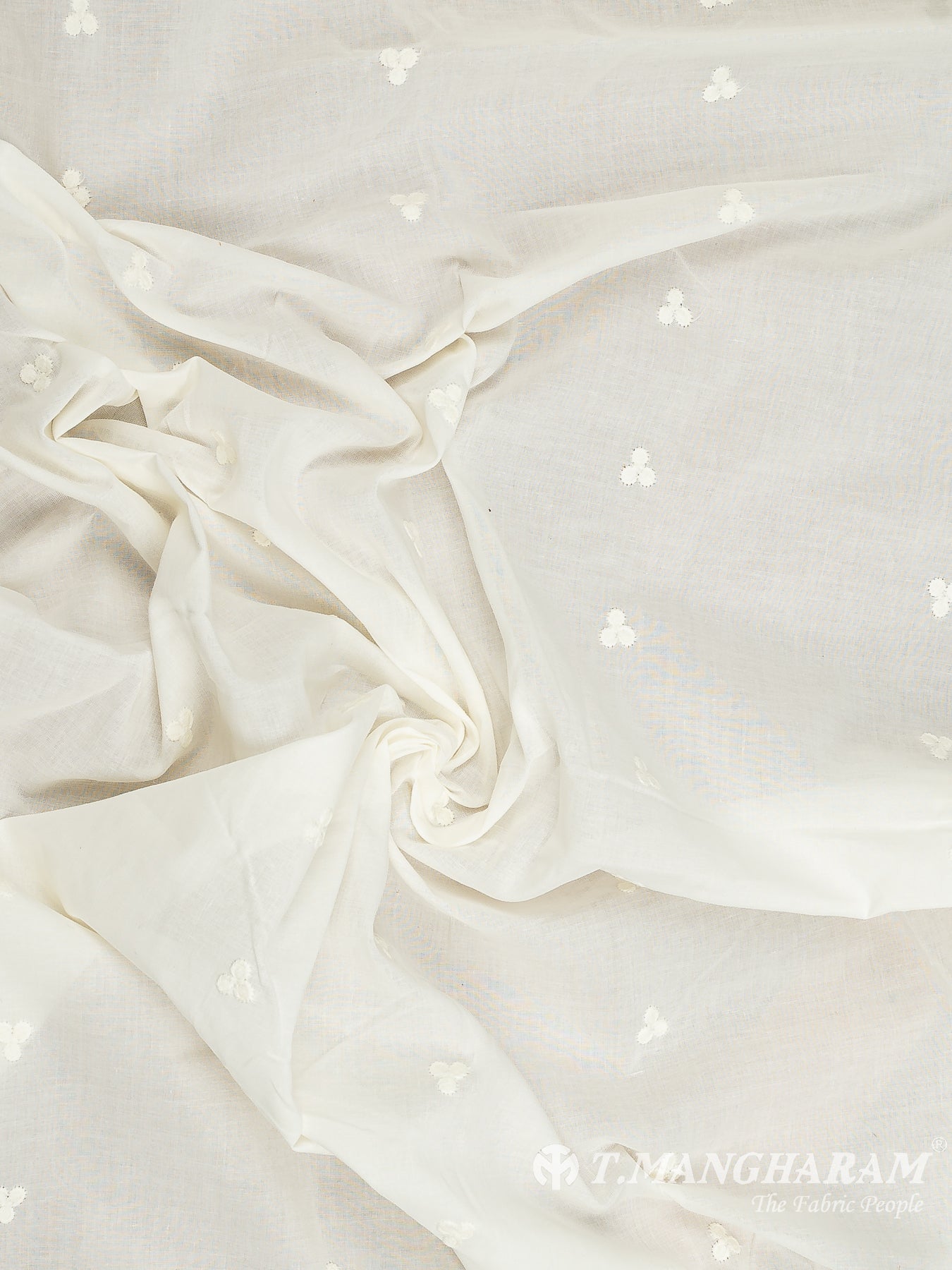 Cream Cotton Embroidery Fabric - EC12076