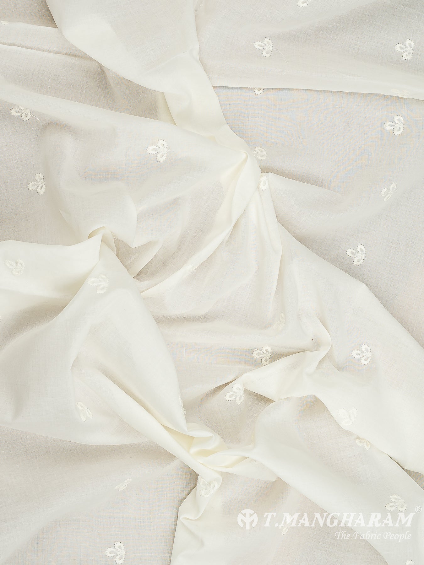 Cream Cotton Embroidery Fabric - EC12076