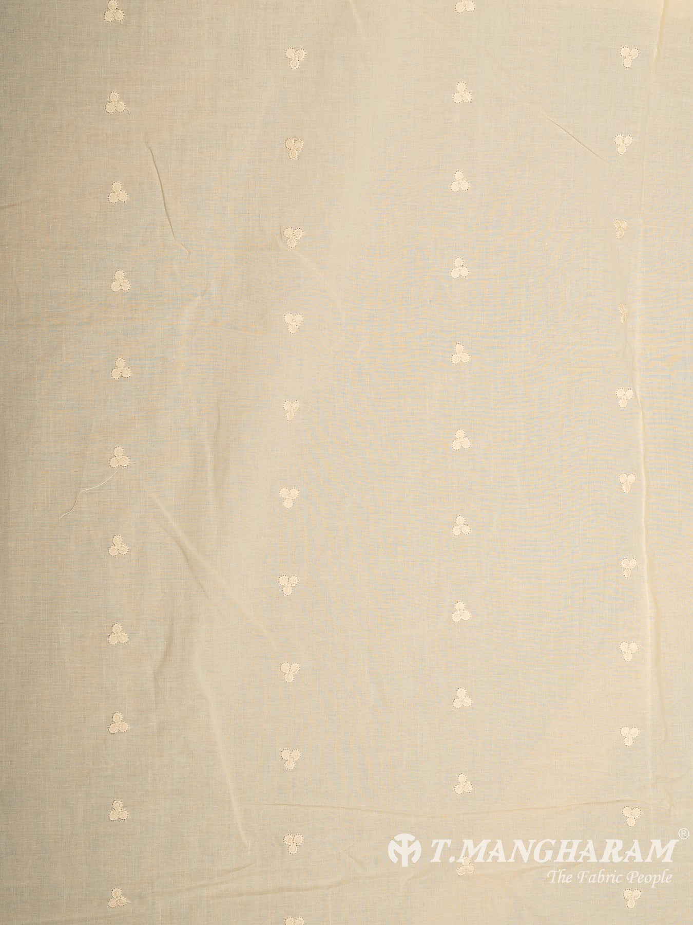 Beige Cotton Embroidery Fabric - EC12077