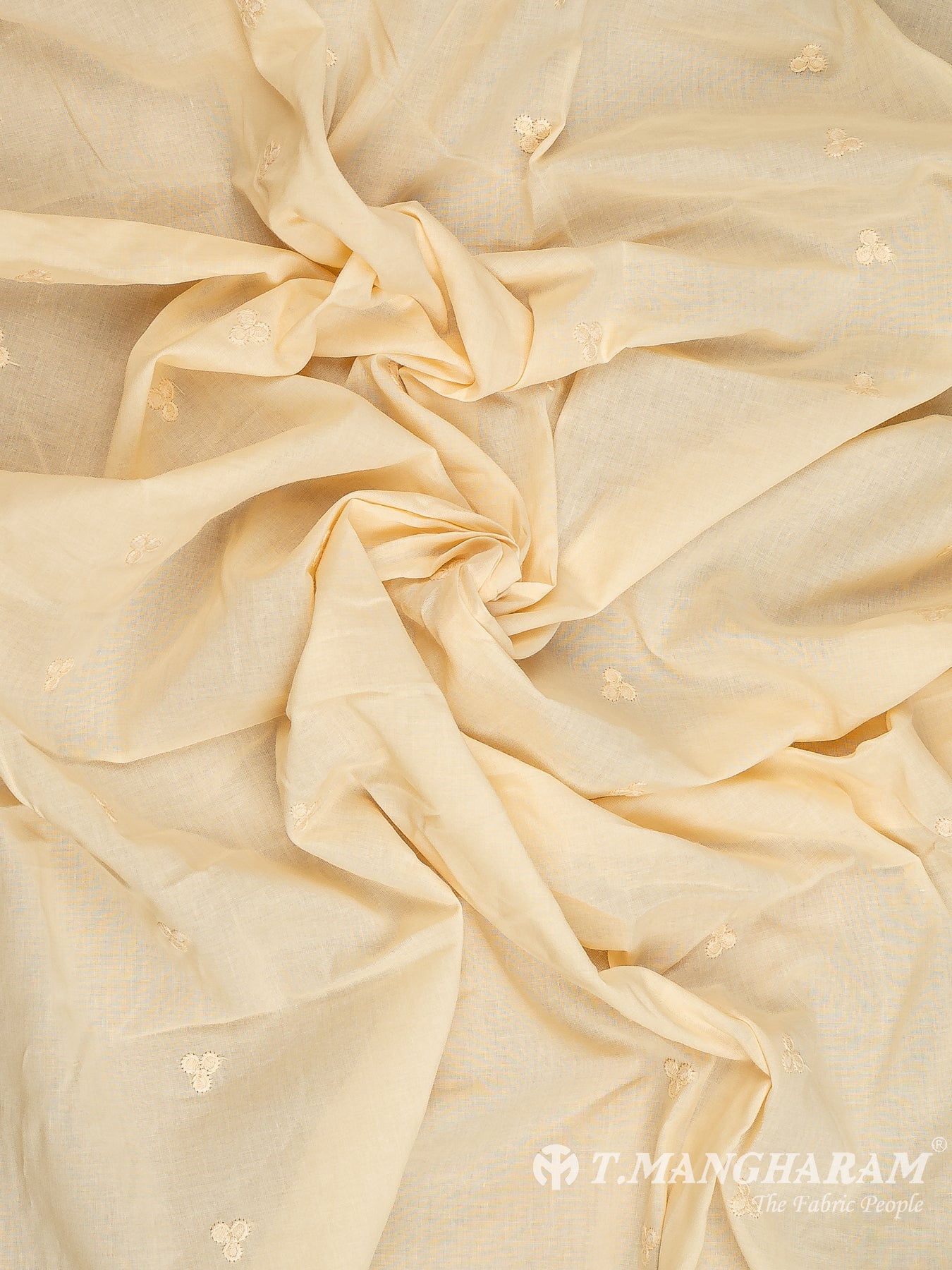 Beige Cotton Embroidery Fabric - EC12077