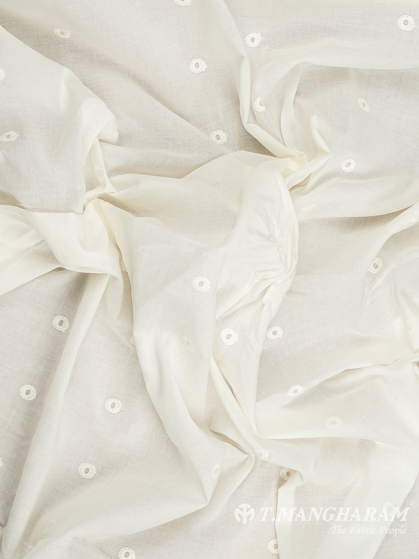 Cream Cotton Embroidery Fabric - EC12073
