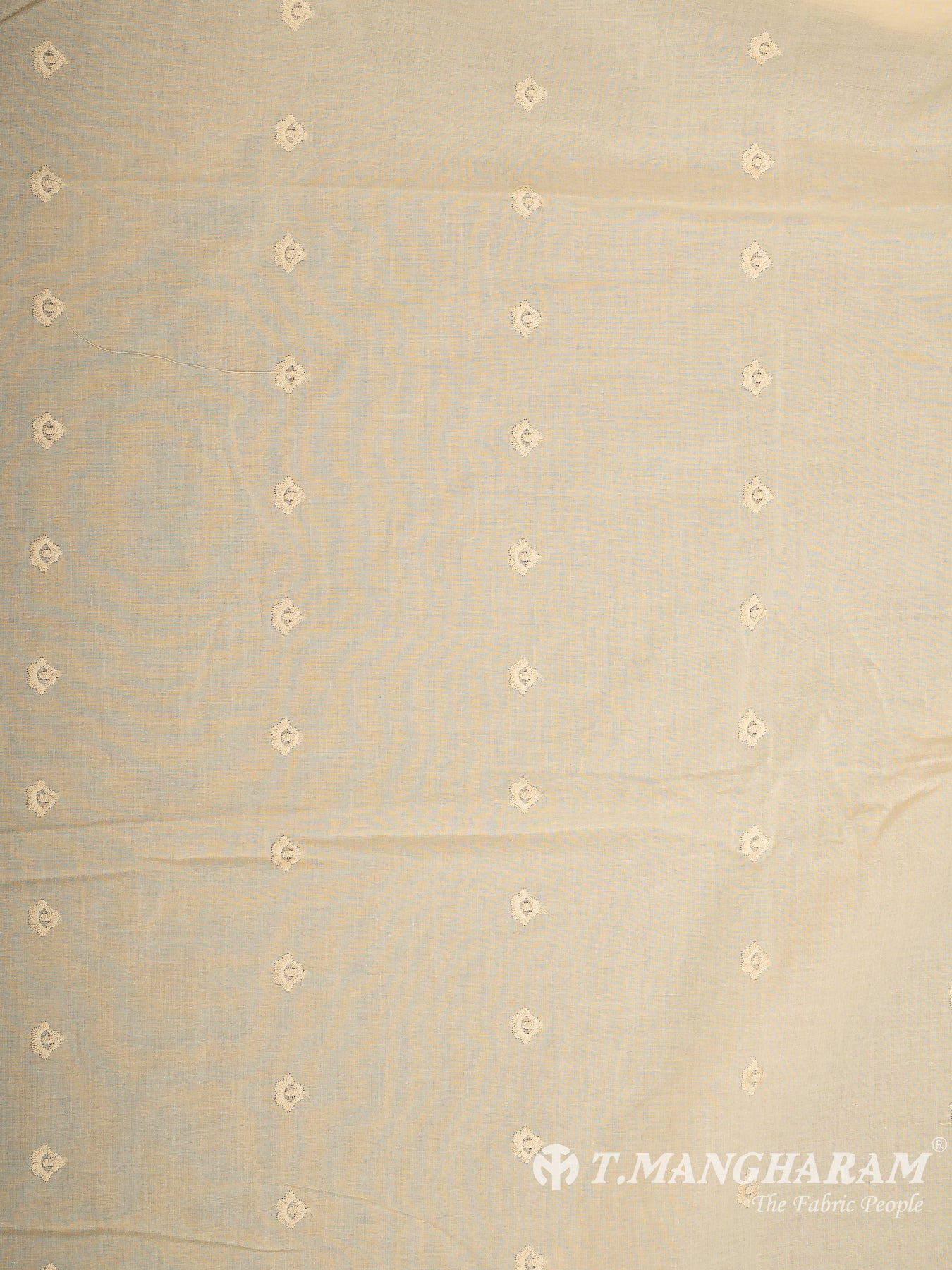 Beige Cotton Embroidery Fabric - EC12079