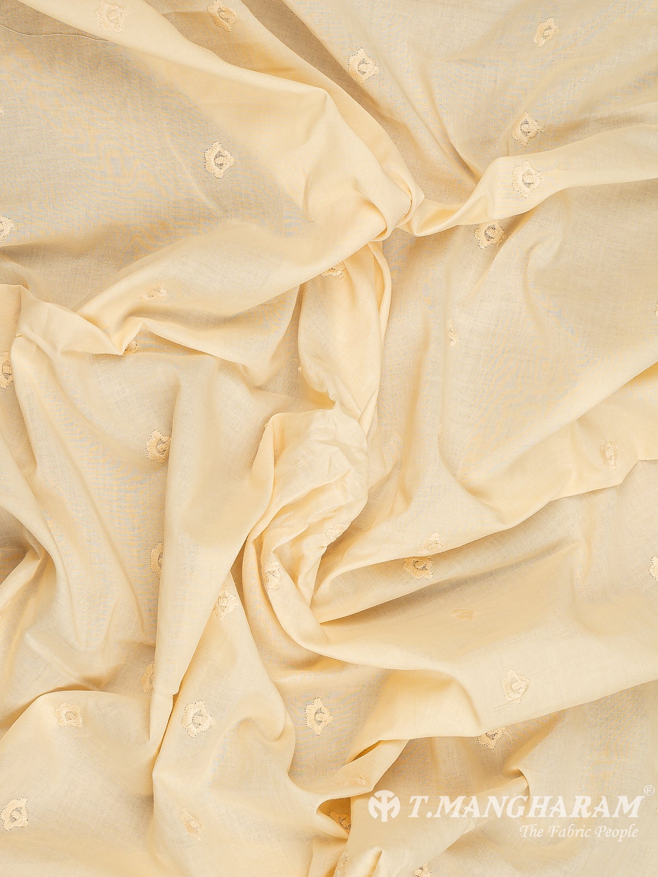 Beige Cotton Embroidery Fabric - EC12079