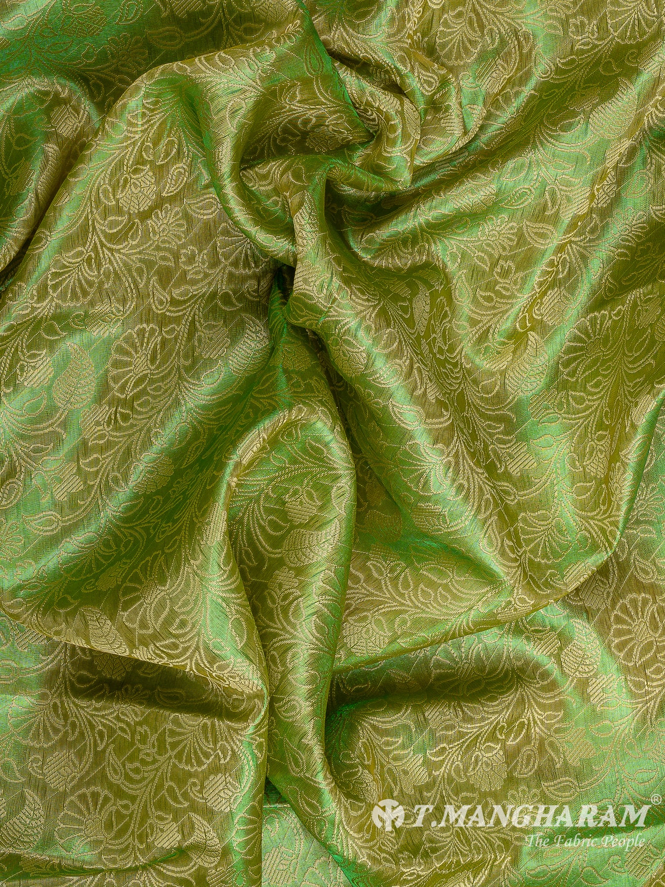 Green Semi Banaras Fabric - EB9396